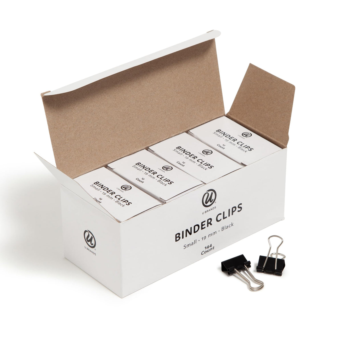 U Brands Binder Clips, 144-Count, 3/4 Inch, Mini Paper Clamps, Small Clips