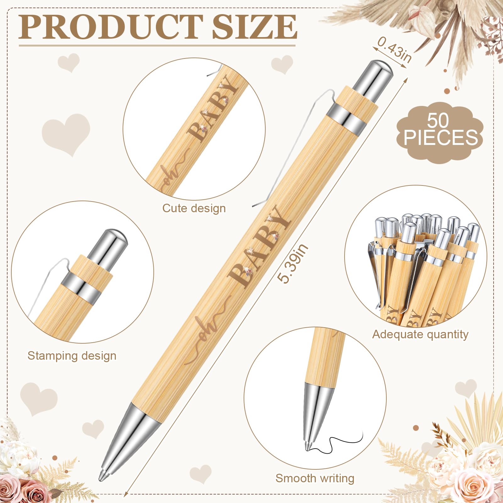 Gilprop 50 Sets Baby Shower Favors for Guests Includes 50 Baby Shower Ballpoint Pens 50 Thank You