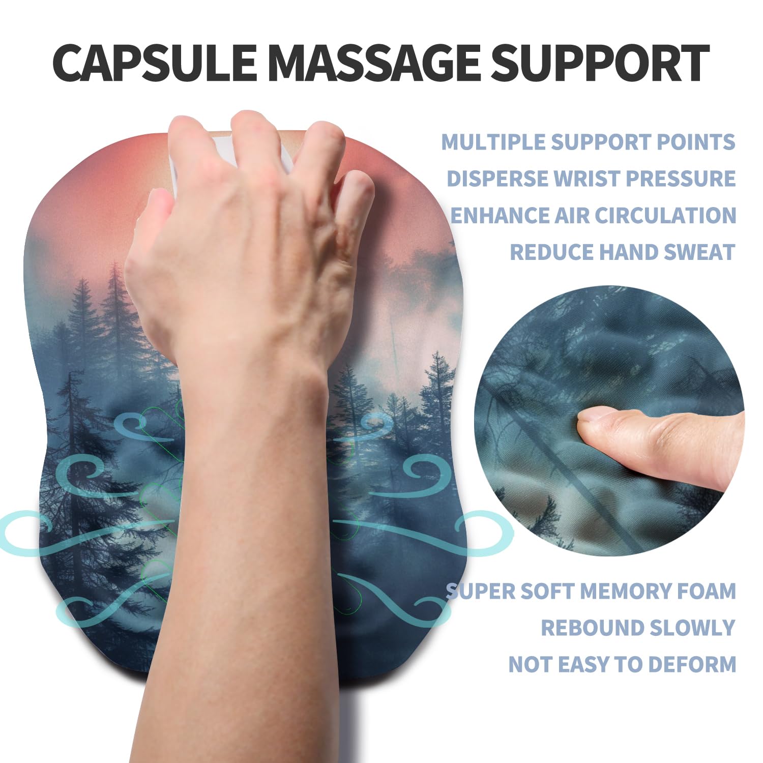 Gleamtide Ergonomic Raised Mouse Pad Wrist Support with Bilateral Slope Memory Foam Mousepad for