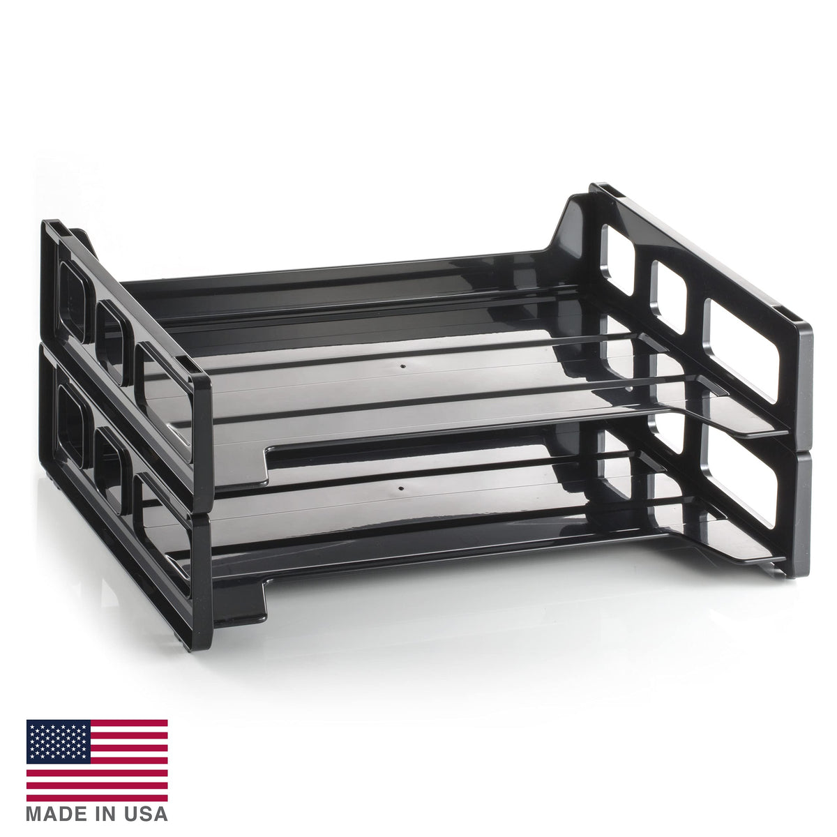 Officemate 26054 Recycled Desk Tray, Side Load,9 x 16 1/4 x 5, Legal, Black, 2/PK (OIC26054)