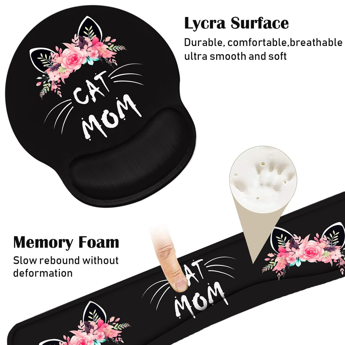 Keyboard Wrist Rest and Mouse Pad Wrist Support Set with Coasters, Non-Slip PU Base Ergonomic