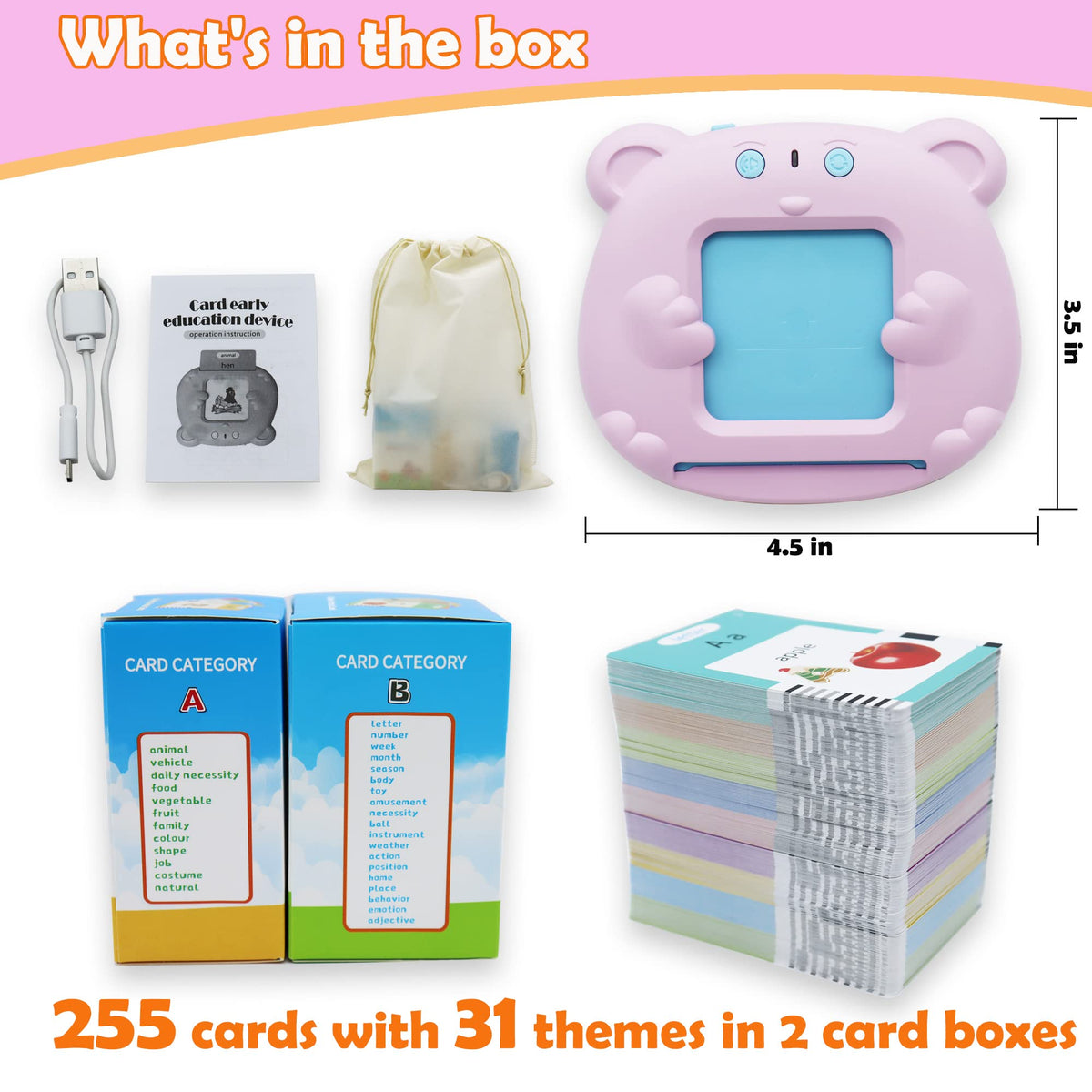 MAYAPHILOS 510 Words Alphabet Talking Flash Cards for 3-8 Years Kids