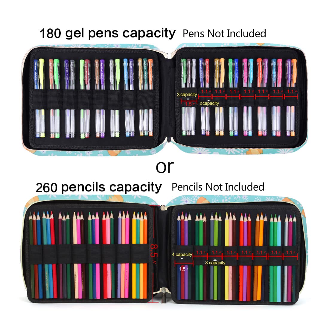 Pencil Case Holder Slot with Zipper Closure Large Capacity Pen Organizer
