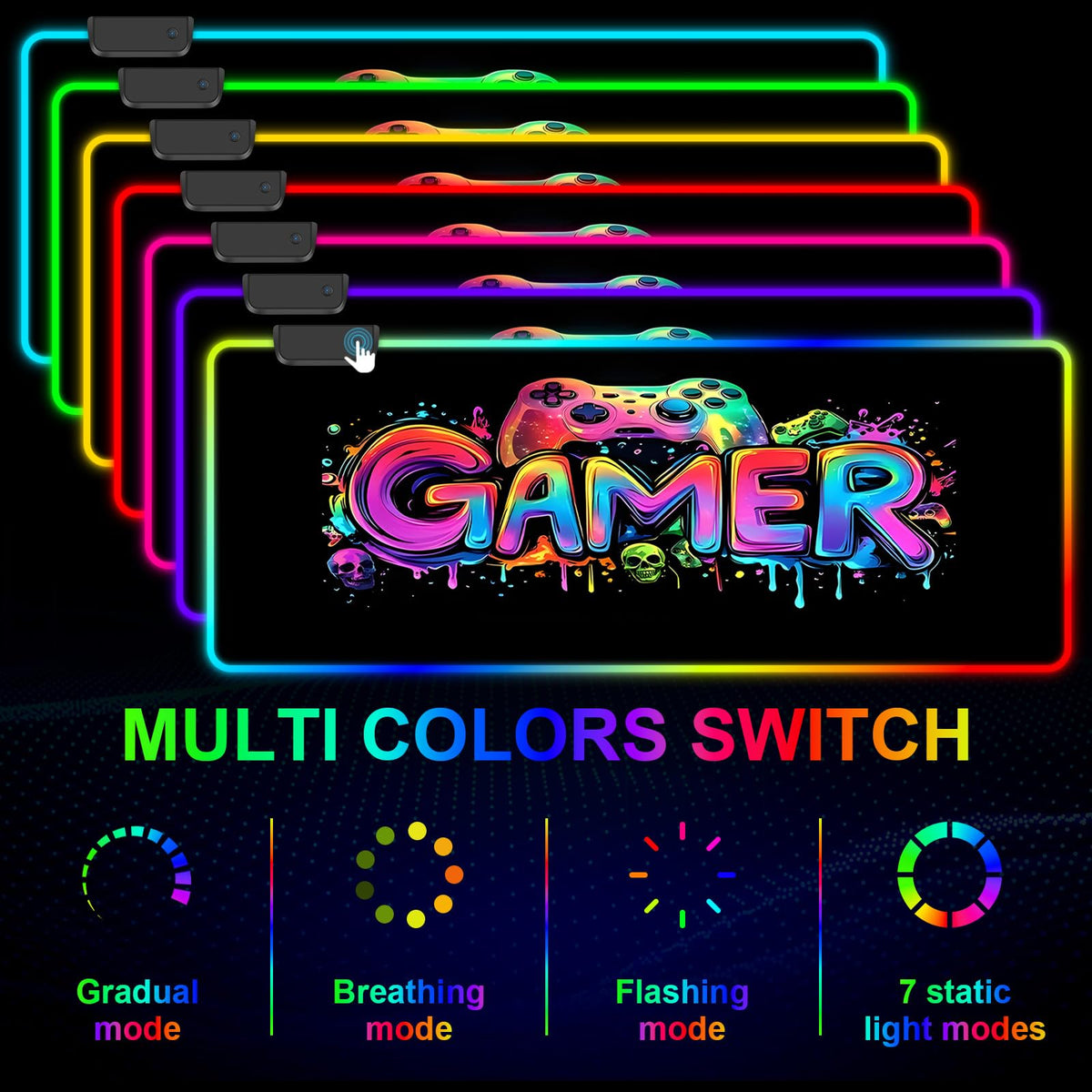 Mouse Pad 31.5 X 11.8 Inches RGB Mouse Mat with 13 Light Modes