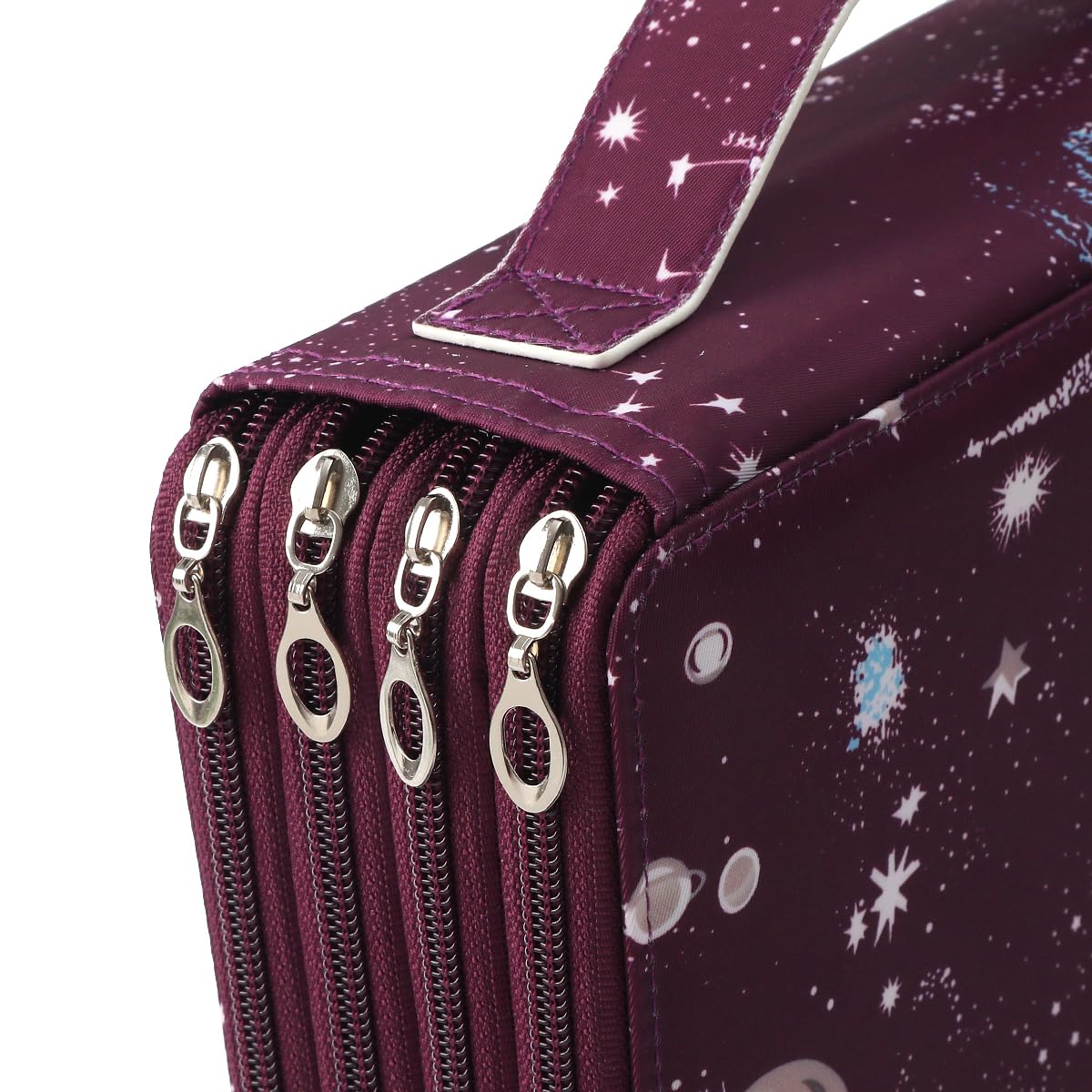 Lbxgap 200 Slots Canvas Pencil Case 4-Layer Zipped Holder w/Handle