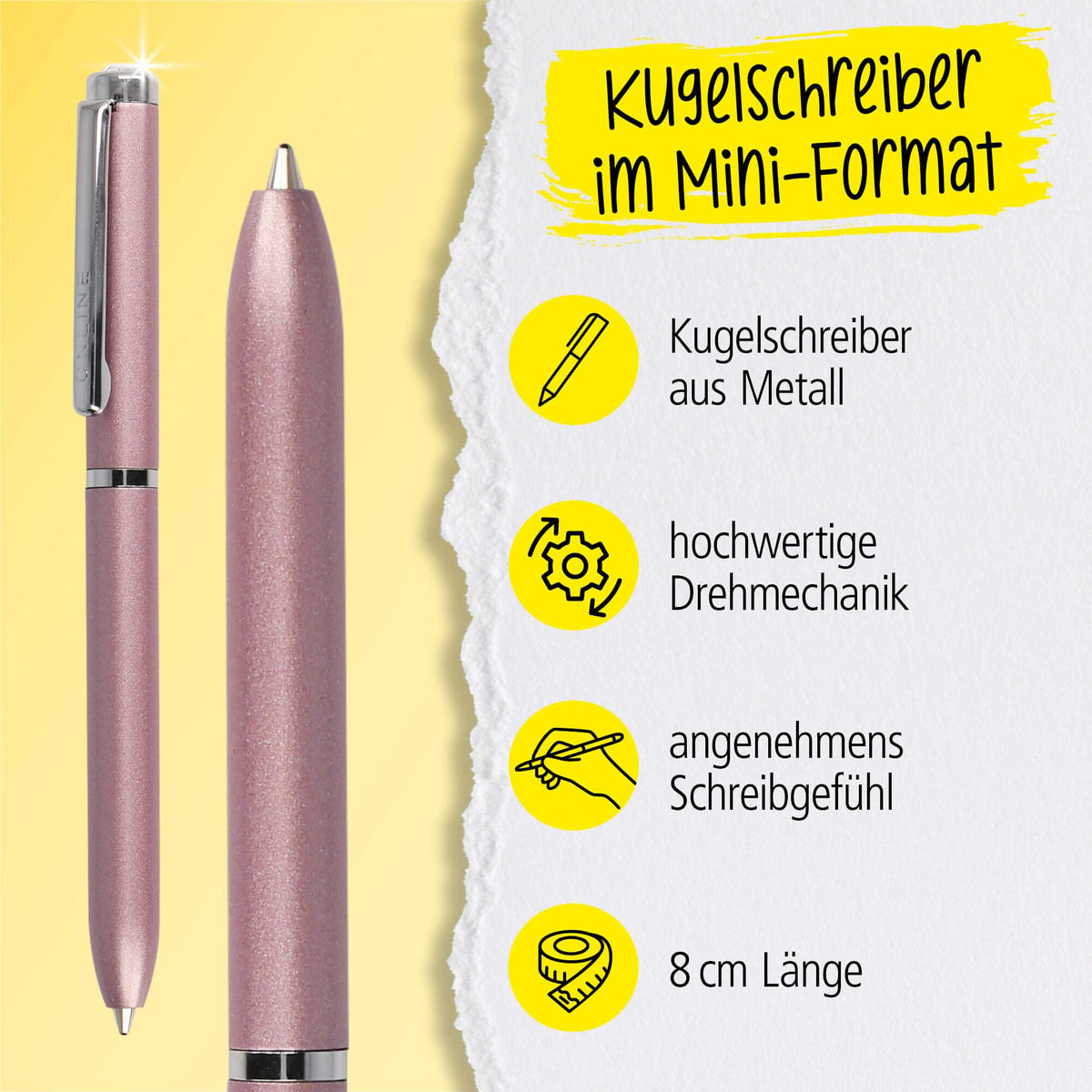 ONLINE Mini Rose Ballpoint Pen - Wallet with Twist Mechanism & Metal Clip I 8 cm Miniature