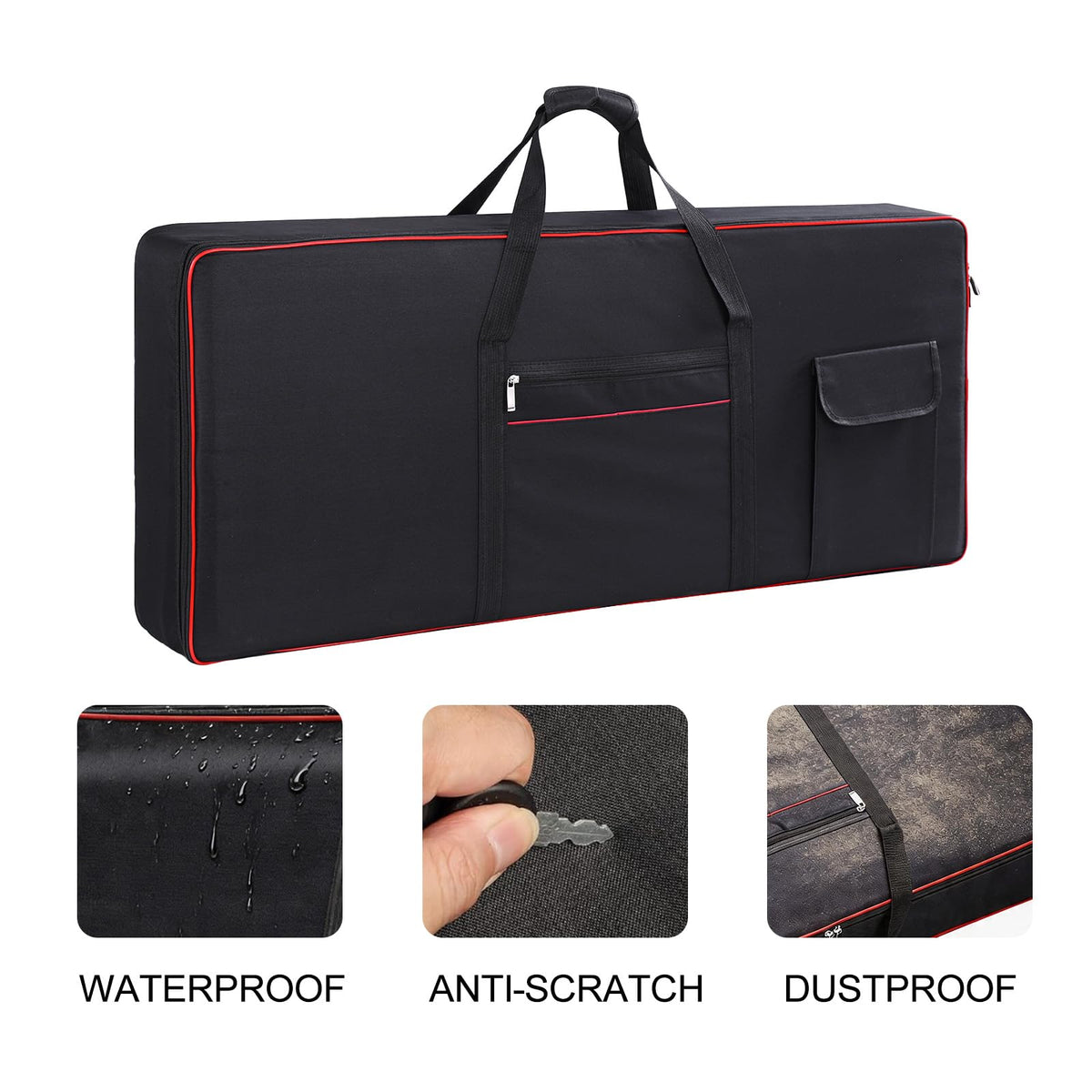 Monkeysell 61 Key Keyboard Case, Soft Padded Piano Gig Bag