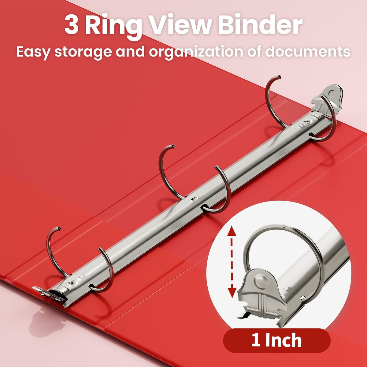 SUNEE 1 Inch Binders 3 Ring 6 Pack, Clear View Three Ring Binders PVC-Free (Fit 8.5x11 Inches) for