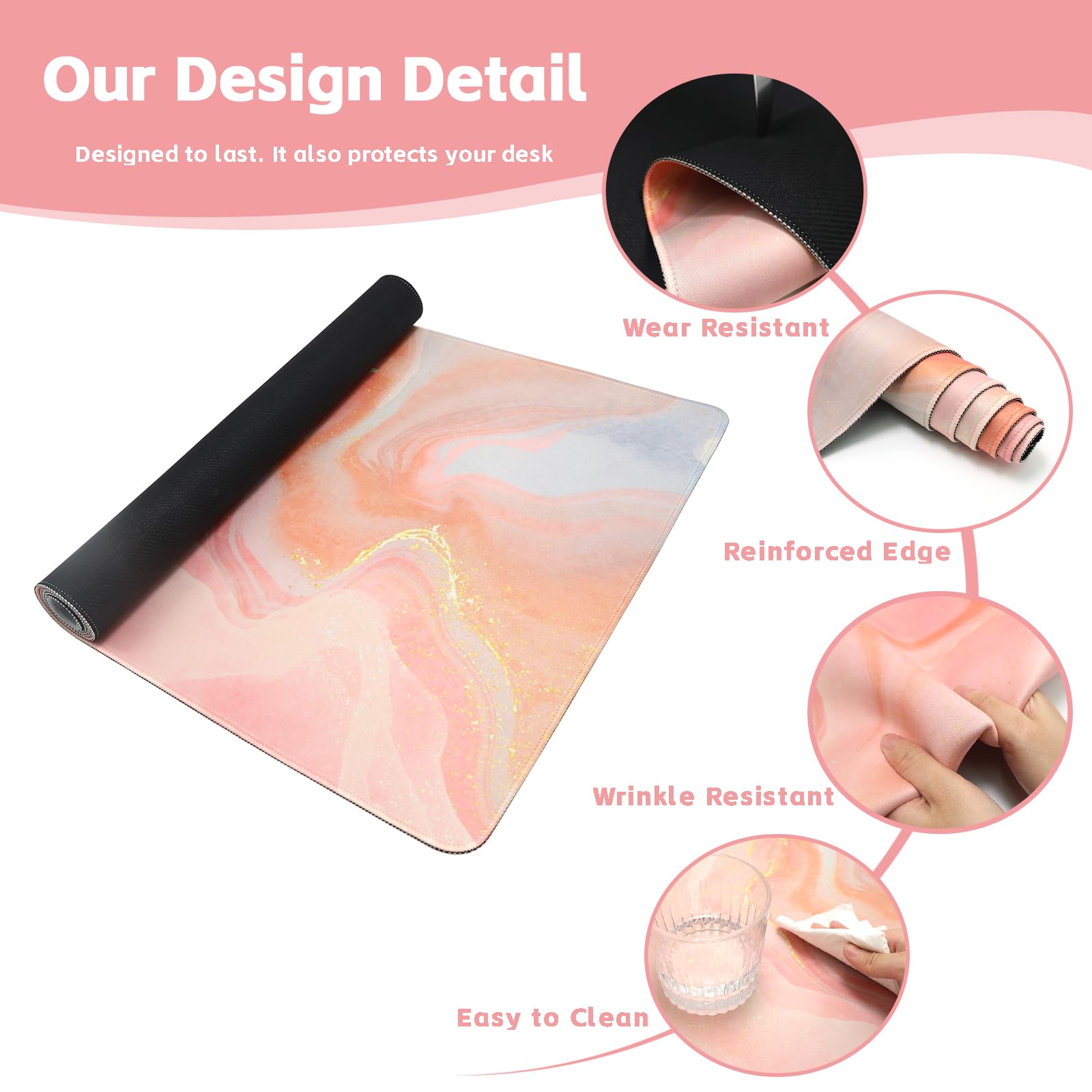 Baziabbo Cute Desk Mat,XXL Extended Large Mouse Pad,Gaming Mousepad with Stitched Edge,Non-Slip