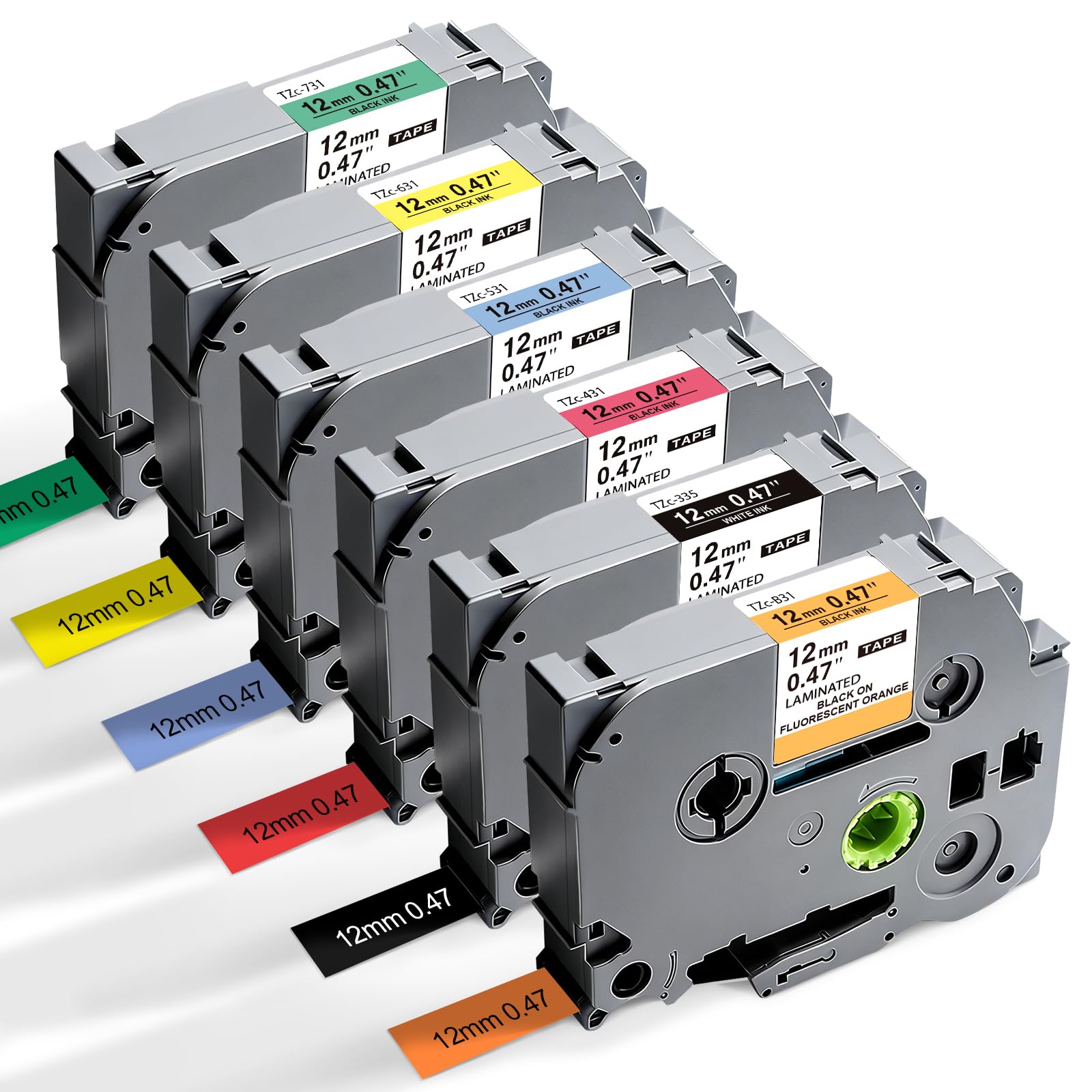 6Pk Replace for Brother P Touch Label Maker Colored Tape