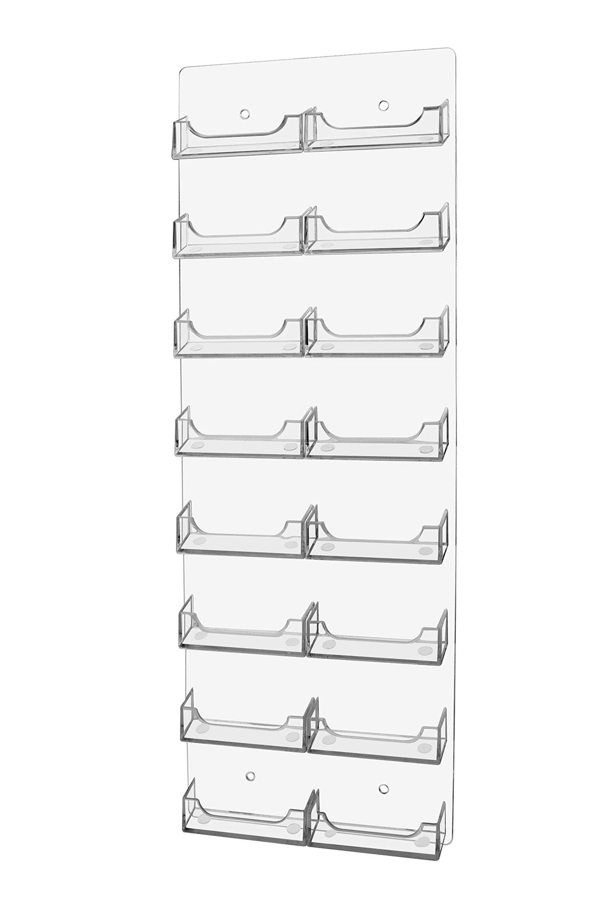 Business Card Holder with Hanging Hardware 16 Pocket Holds 3.5" x 2" Cards Wall Mount Rack Clear