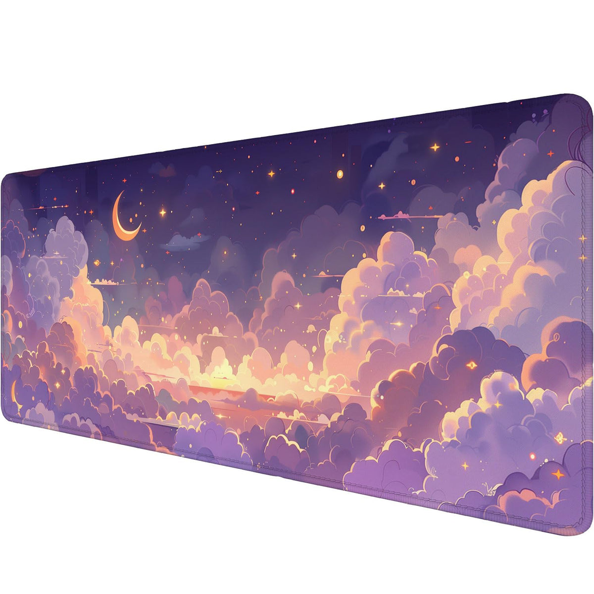 Cute Gaming Mouse Pad Desk Pad Kawaii Pink Purple Gold Clouds Mousepad XL Large Gaming Mouse Pad