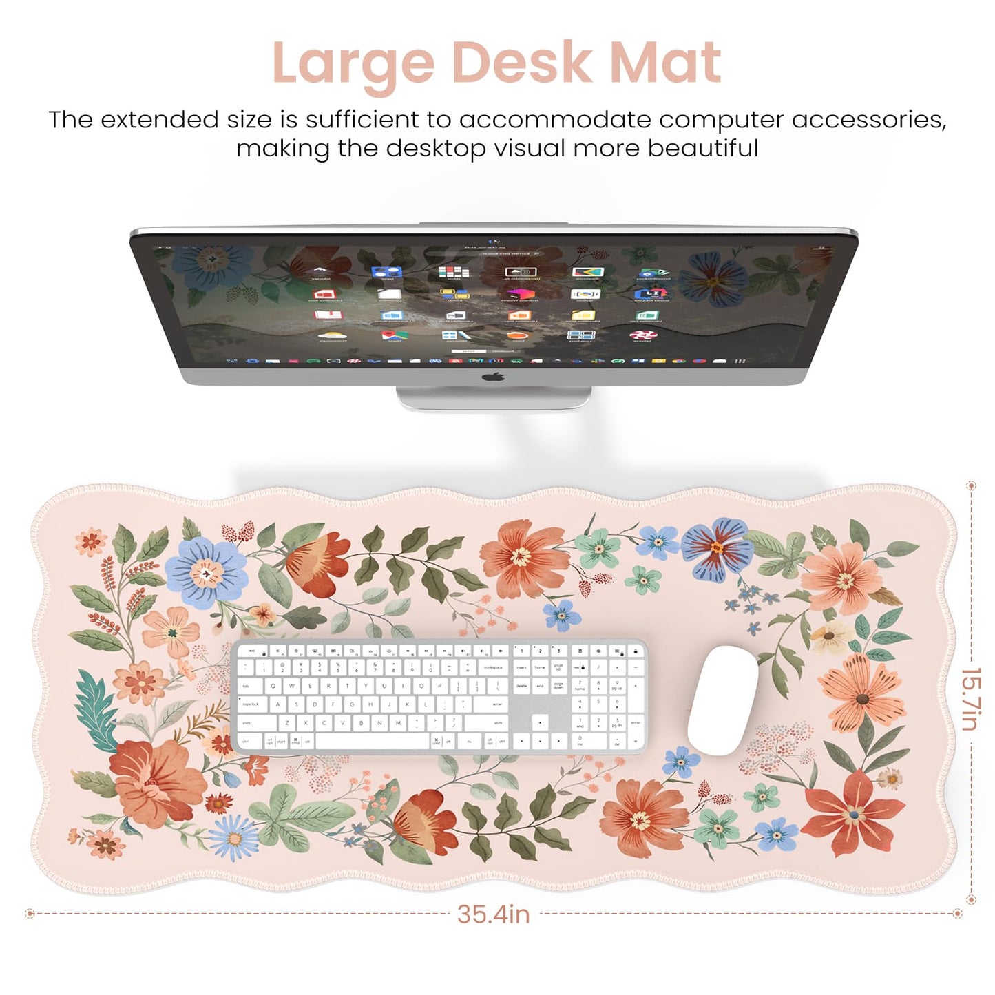 HAOCOO Cute Desk Pad for Desktop Setup, Large Keyboard Mat(Light Pink)