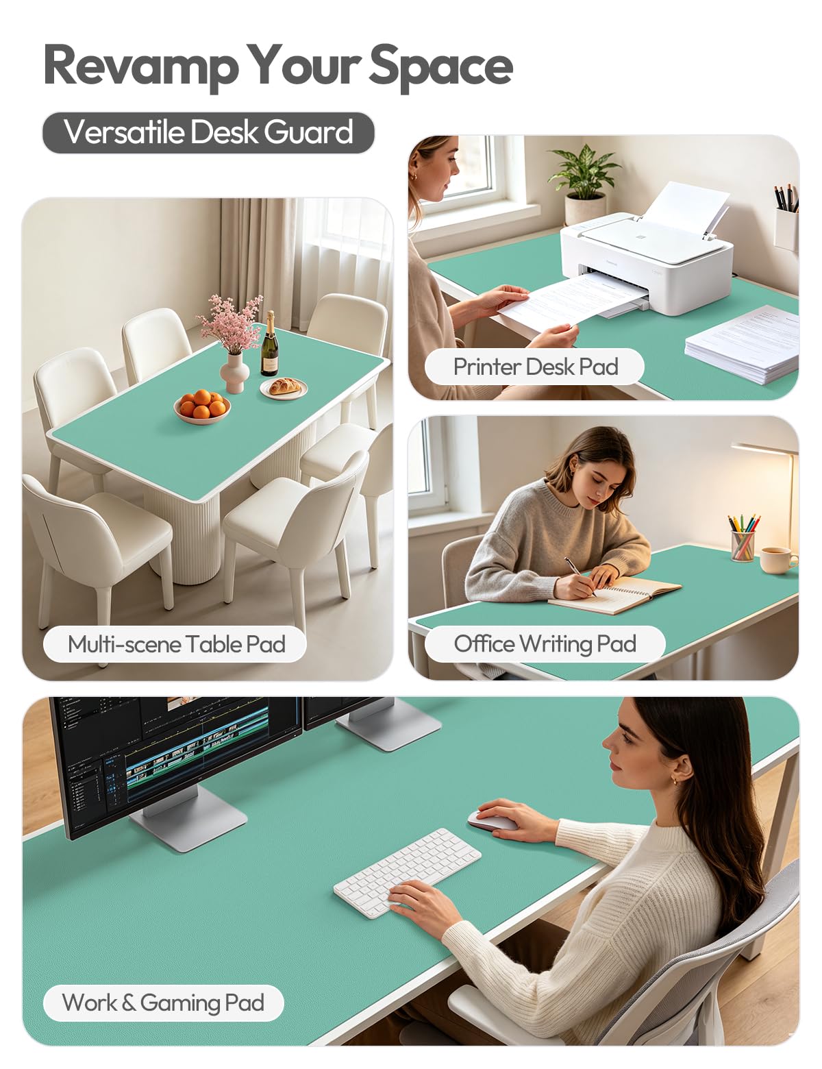 YSAGi Leather Desk Protector, Office Mat, Large Mouse Mat, Non-Slip PU Leather Blotter, Laptop Desk