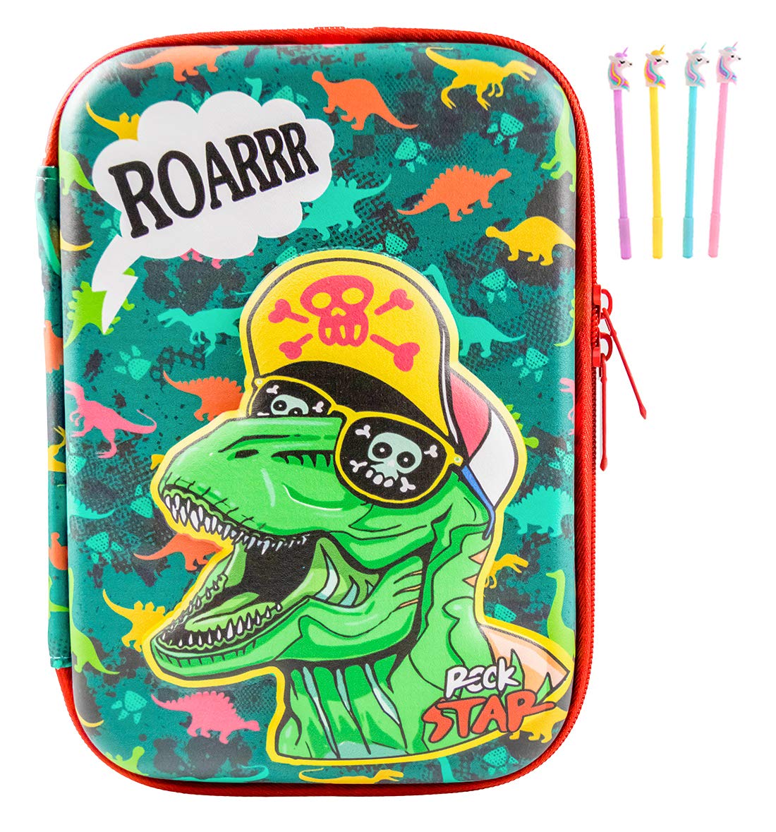 Wepop Pencil Case EVA T-rex Dinosaur Pen Pouch Holder Bag Big Capacity Desk Organizer Storage