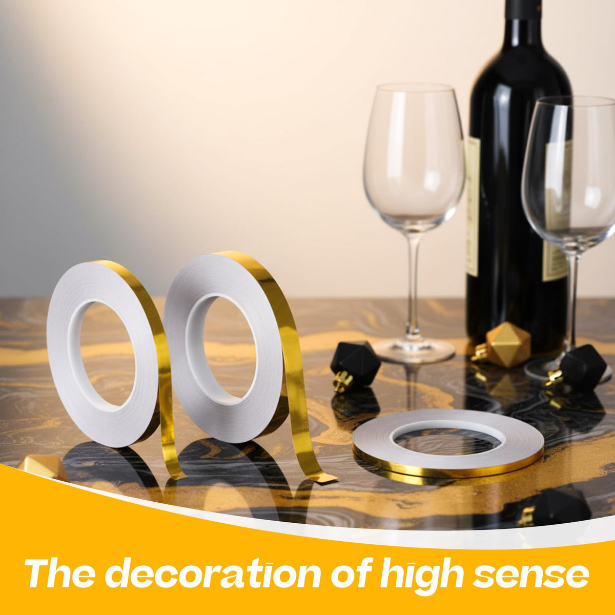 Zonon Glossy Gold Washi Tape for Wall Decor Self Adhesive 5/10/15mm