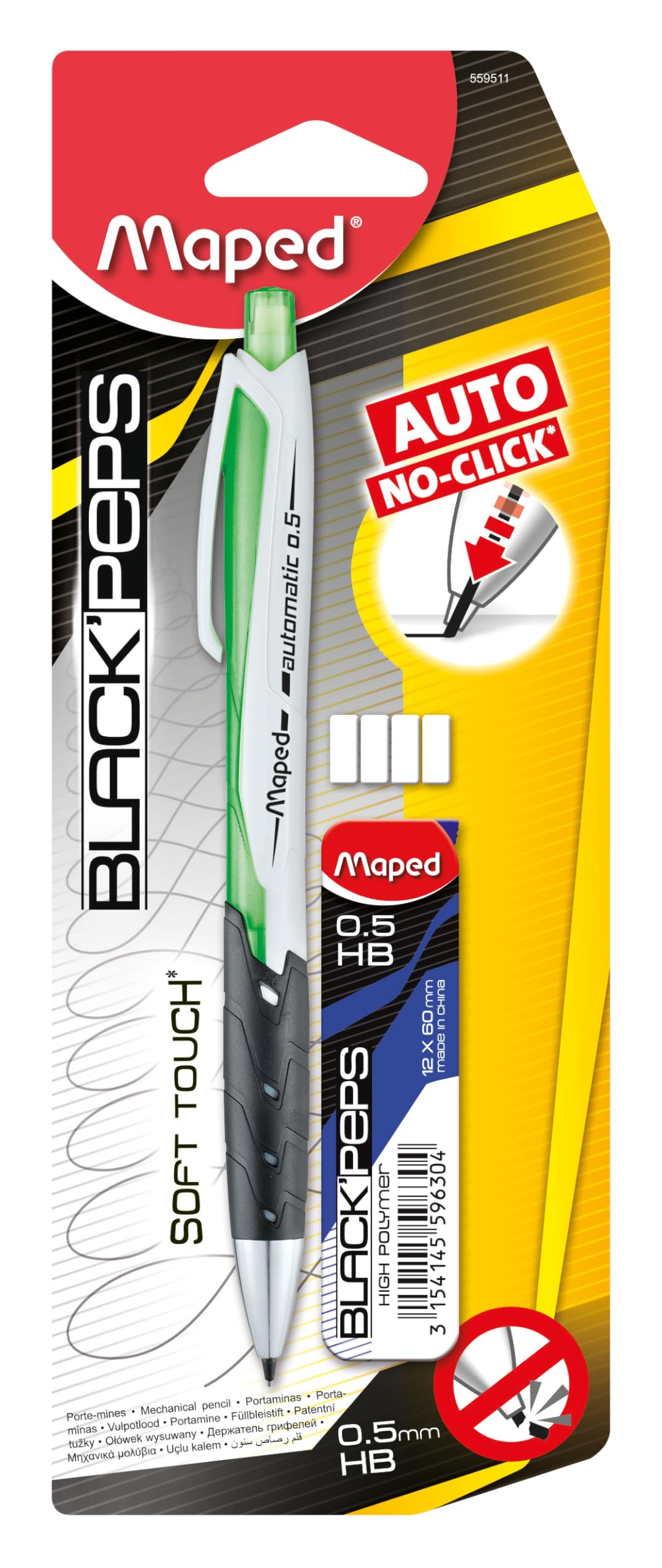 Maped - Blackpeps 0,5 mm lead holder + graffiti - random color - 3 pieces