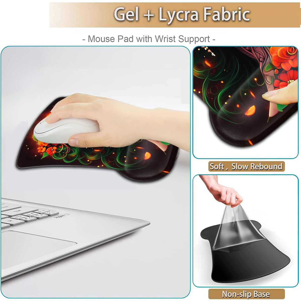 Keyboard Wrist Rest and Mouse Pad Wrist Support Set, Ergonomic Gel Mouse Pad Wrist Rest with