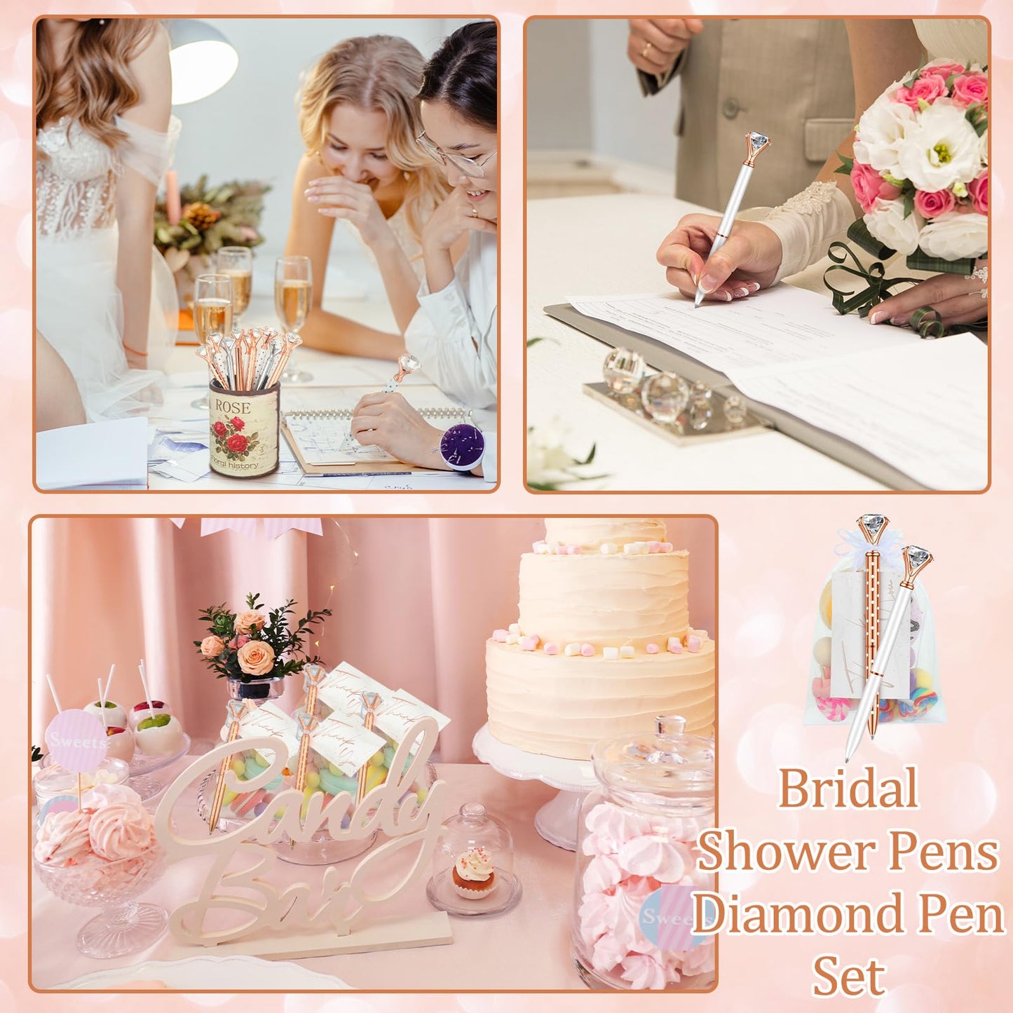 Yeaqee 91 Pcs Bridal Shower Pens Set, Stylish Color, Dot Style