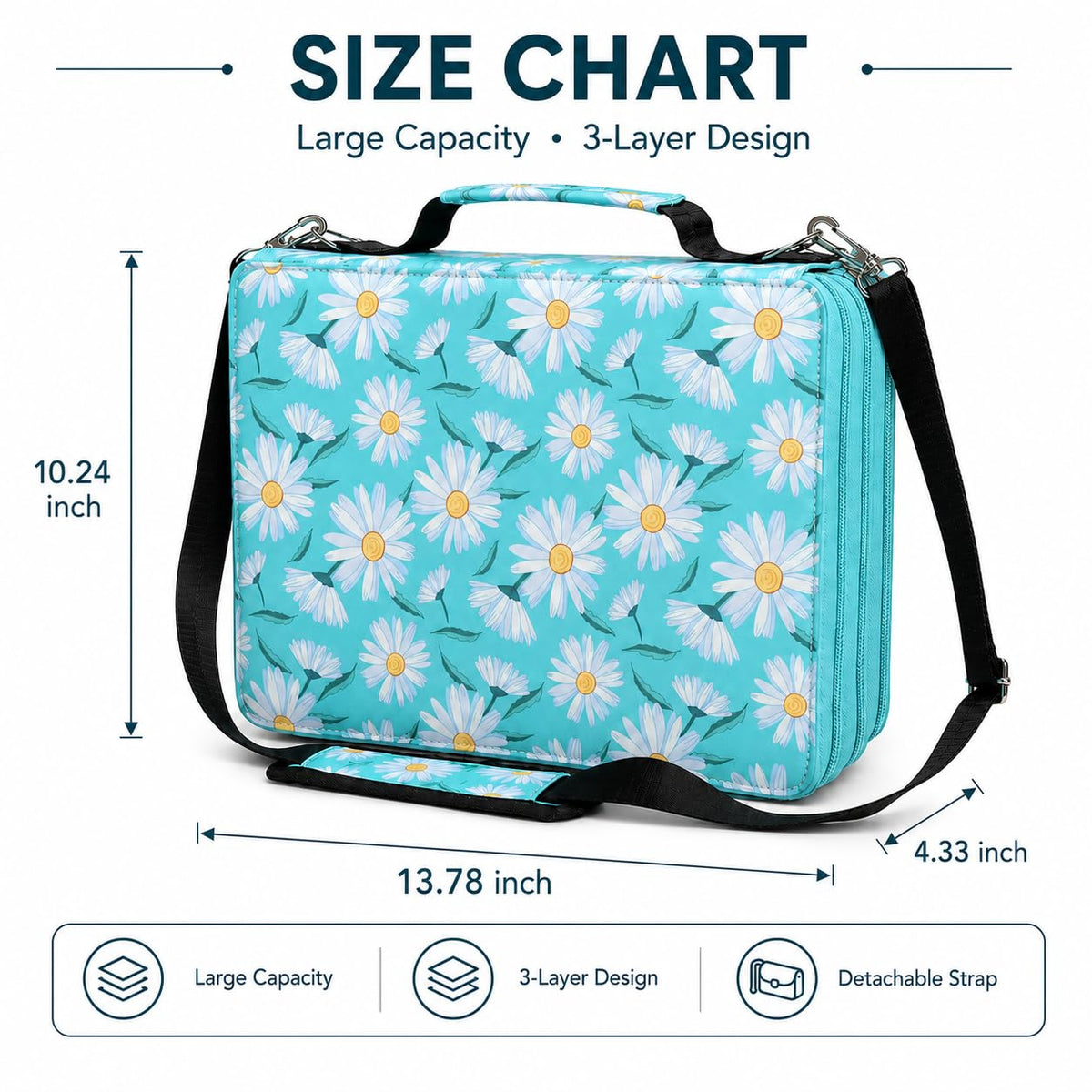Lbxgap 168-Slot Marker Organizer Bag, 3-Layer Case with Strap