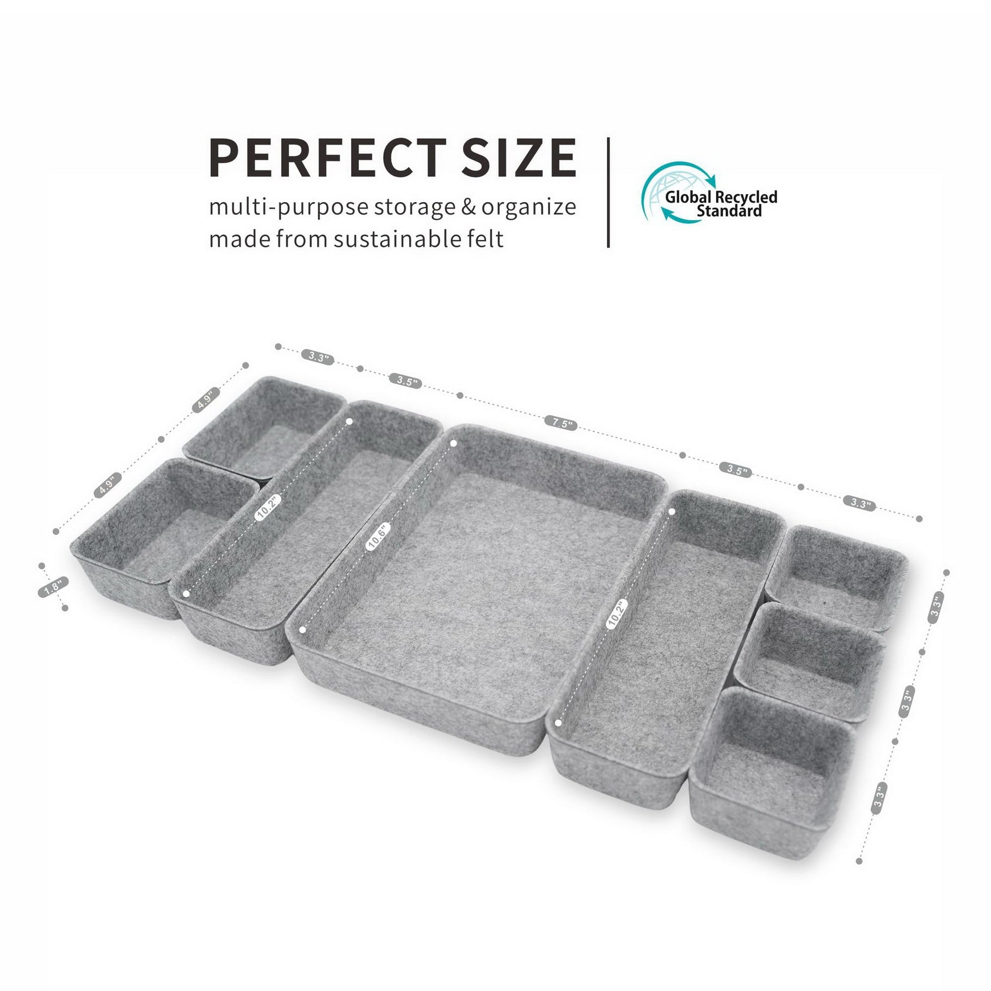 Welaxy Desk Drawer organizers tray Felt storage bins aesthetics room décor for home office dorm