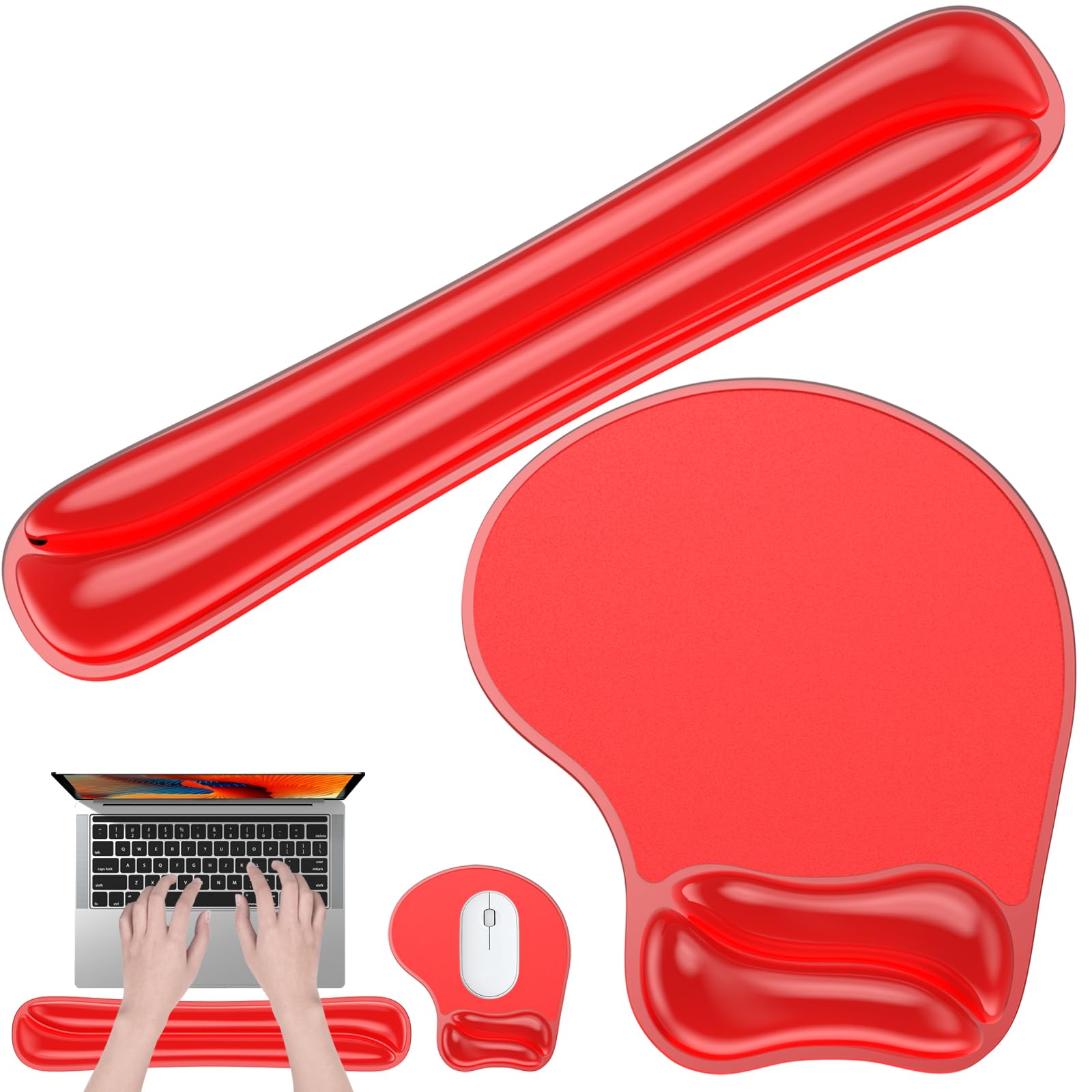 Laokiiy Gel Wrist Rest Mouse Pad Set, Ergonomic Support for Office Gaming