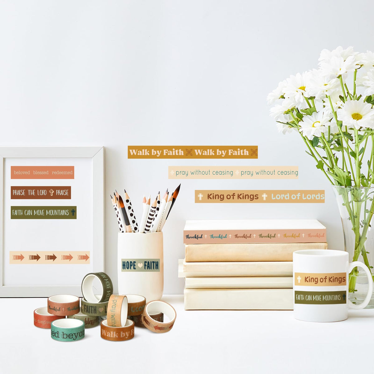 Janlaugh 24 Rolls Back to School Washi Tape Christian Scripture Bible