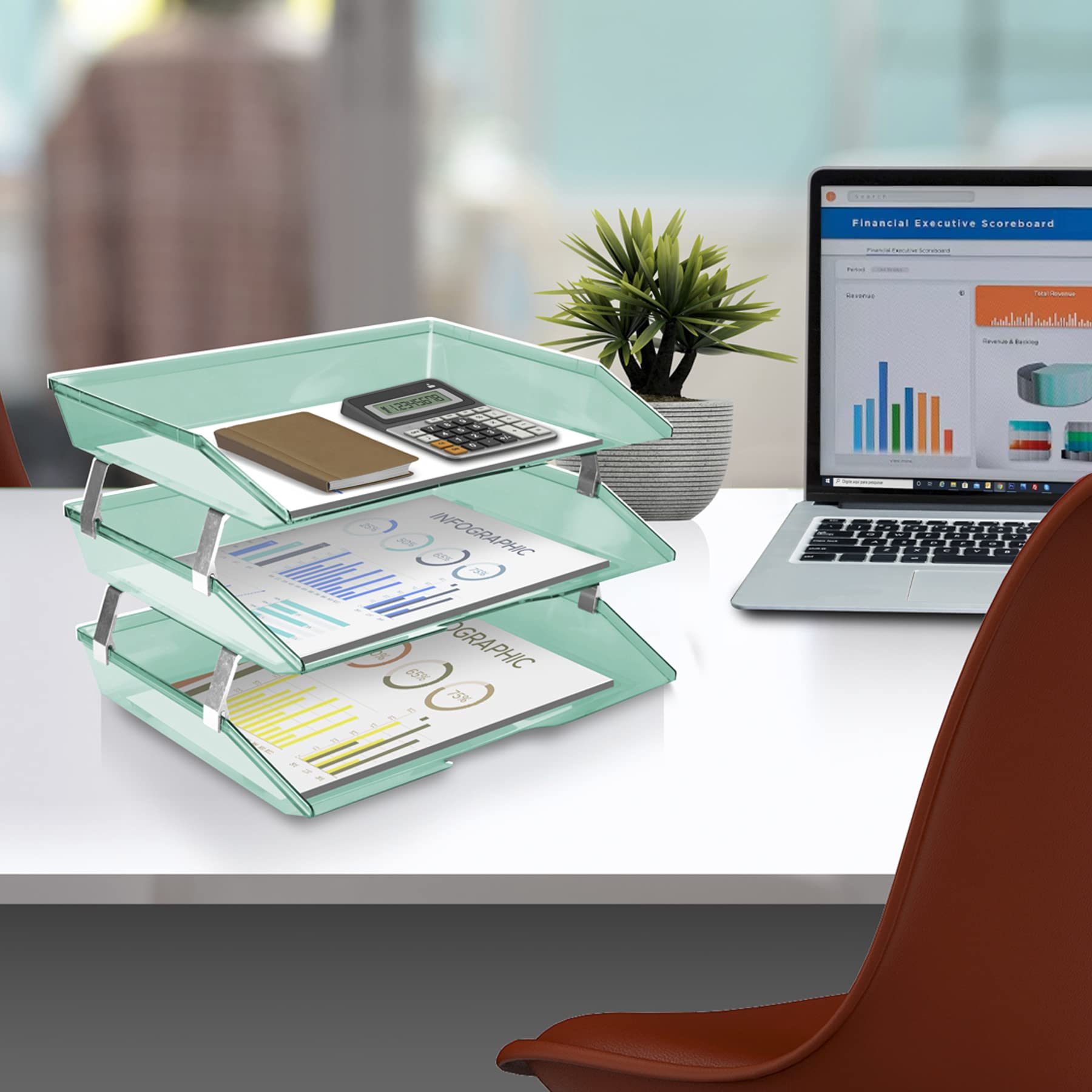 Acrimet Facility 3 Tier Letter Tray, Side Load, Letter Size/A4, Desktop File Organizer, Plastic