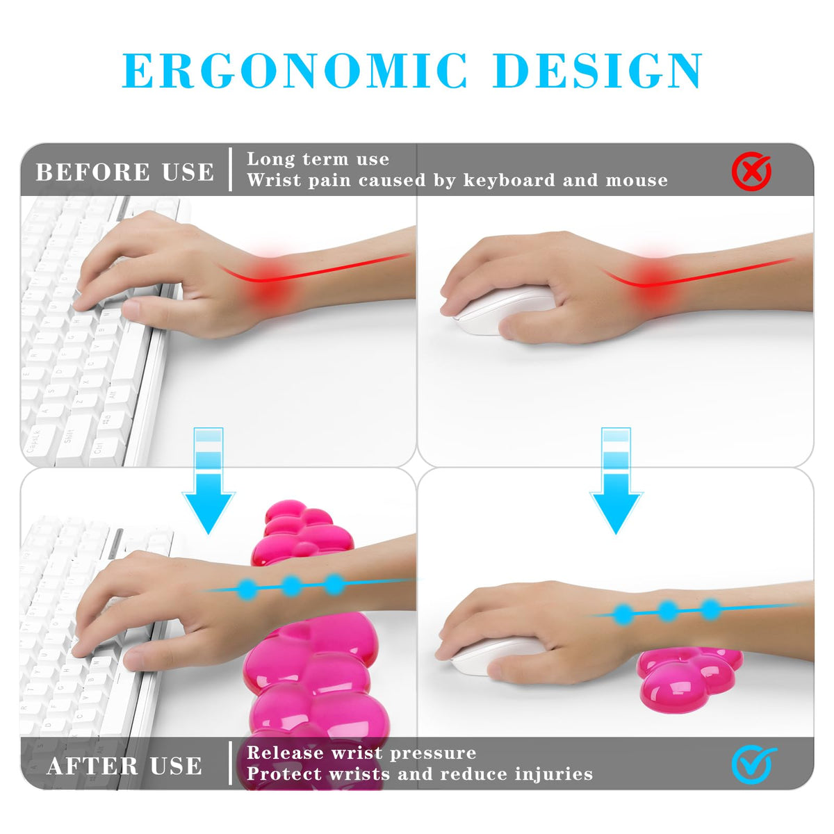 Gel Cloud Keyboard and Mouse Wrist Rest, Cute Wrist Support and Arm Support Keyboard Rest for