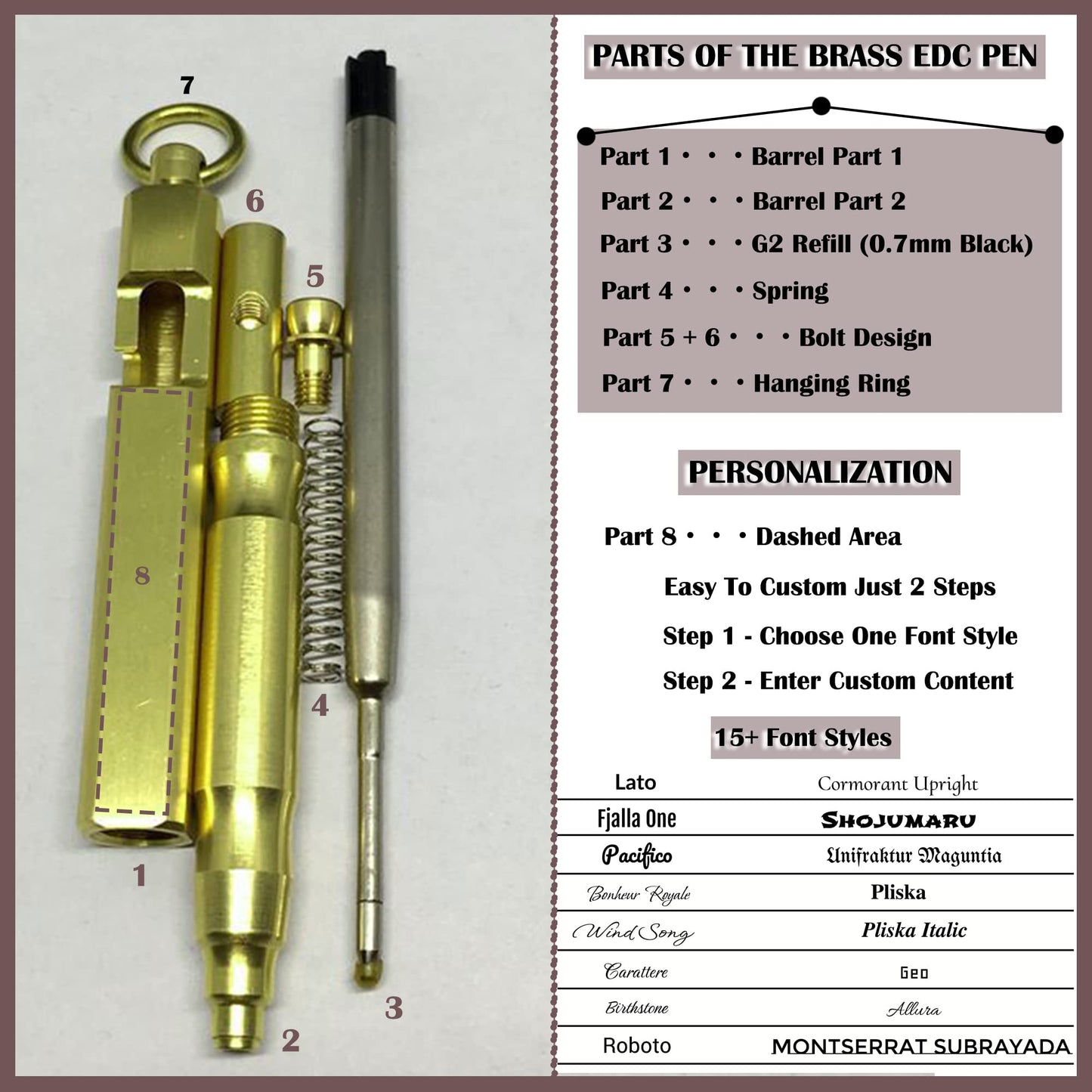 Auchic Personalized Bolt Action Pen Gift Set Free Engraved Customed Pocket EDC Brass Ballpoint Pen