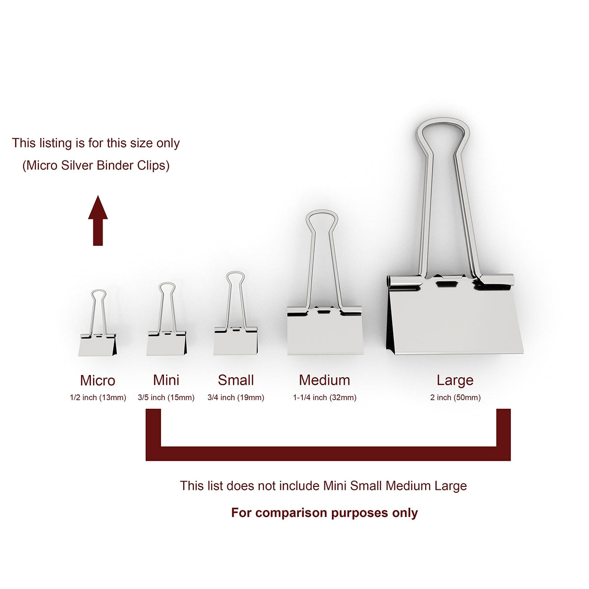 nctinystore Micro Silver Binder Clips Micro Metal Clamp 1/2 inch Width (Silver, 40 PCS) Micro Size