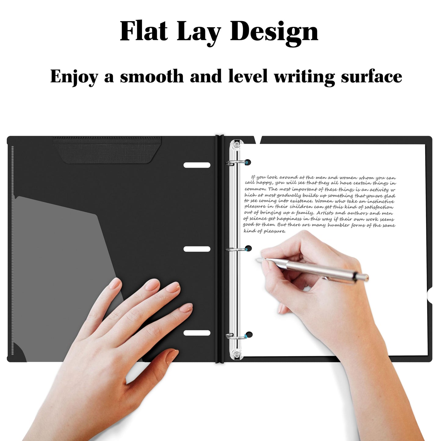 INFUN 1 Inch Telescoping 3 Ring Binder - 4PCS-Black, Flexible Binders with Customizable Front Cover