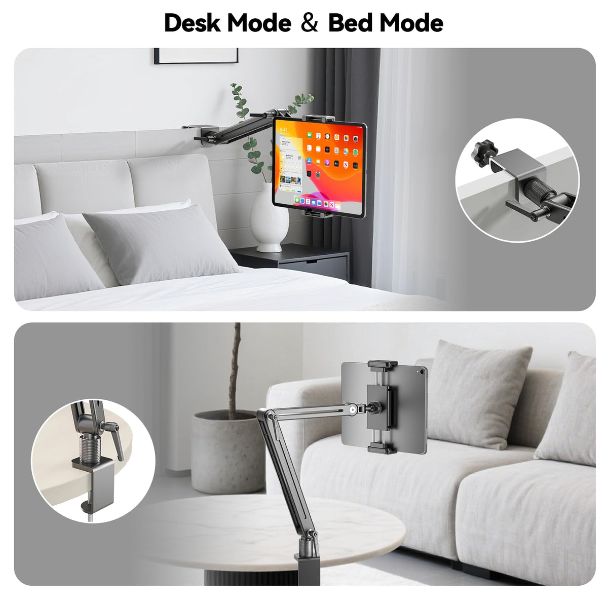 Portable Monitor Stand Desk Holder- Large Clamp support up to 6.5 12.9 14.6 15.6 18.5 inch 360°
