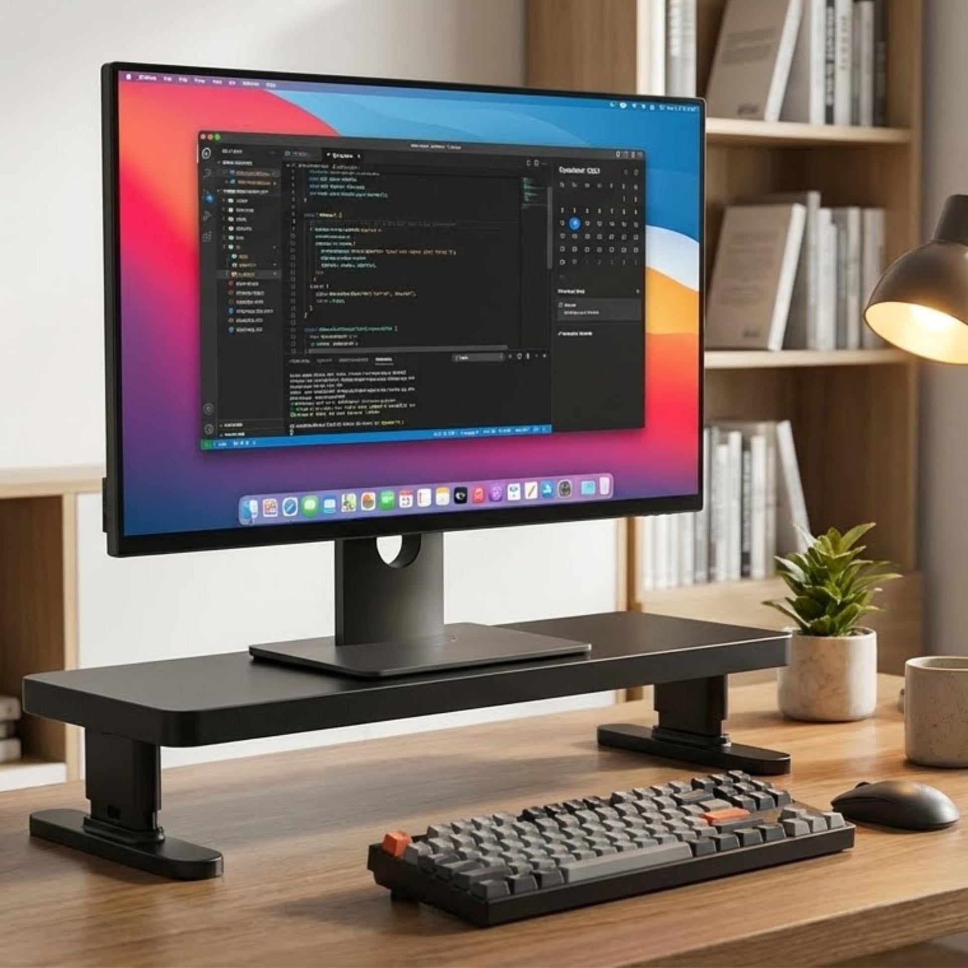 IVE Design Adjustable Monitor Stand with 4 height options, Desk Shelf for Top of Desk Adjustable