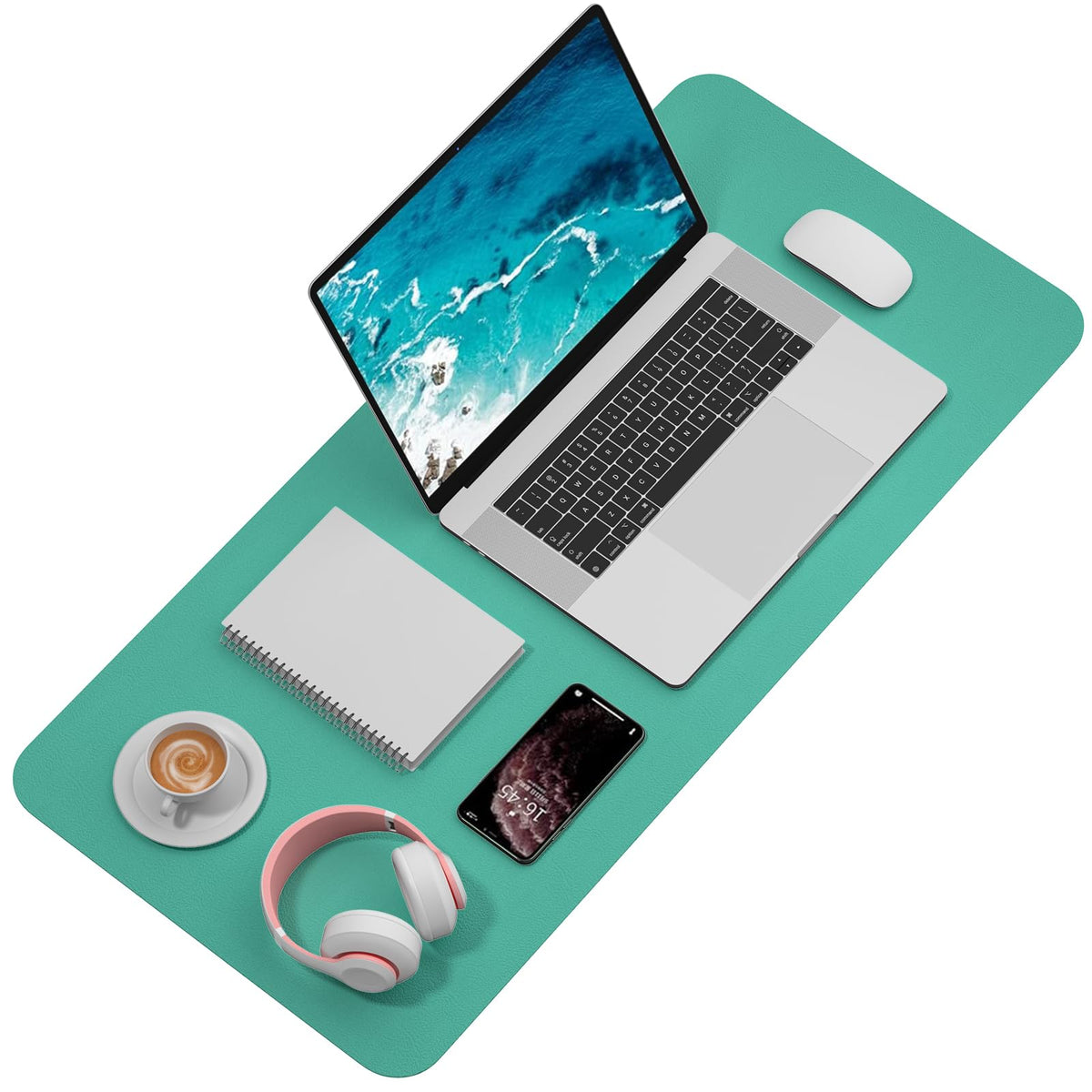 Hsurbtra Desk Pad, 35.5" x 17" PU Leather Desk Mat, XXL Extended Mouse Pad, Waterproof Desktop