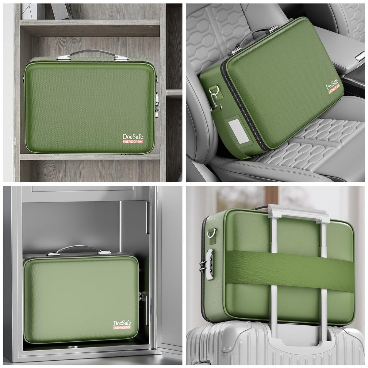 DocSafe Fireproof Document Box Hard Case with Lock ＆ Accordion File Folder