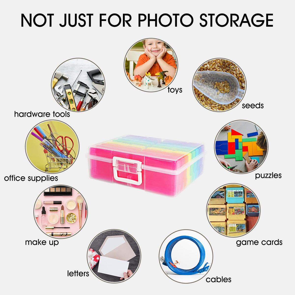Naivees 4" x 6" Photo Storage Case with Handle, 16 Inner Photo Organizer Keeper, Extra Large