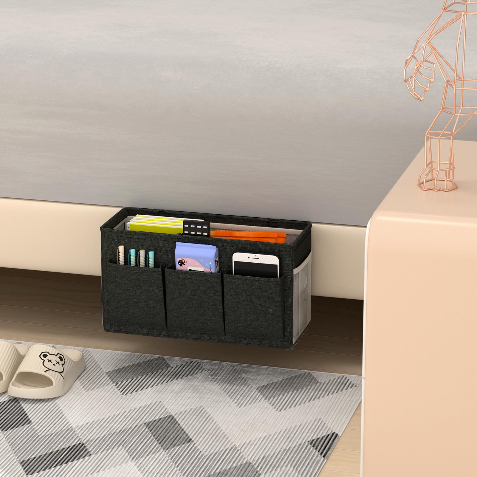 Bedside Caddy Storage Organizer for Bed Rails, Bed Caddy with 6 Pockets