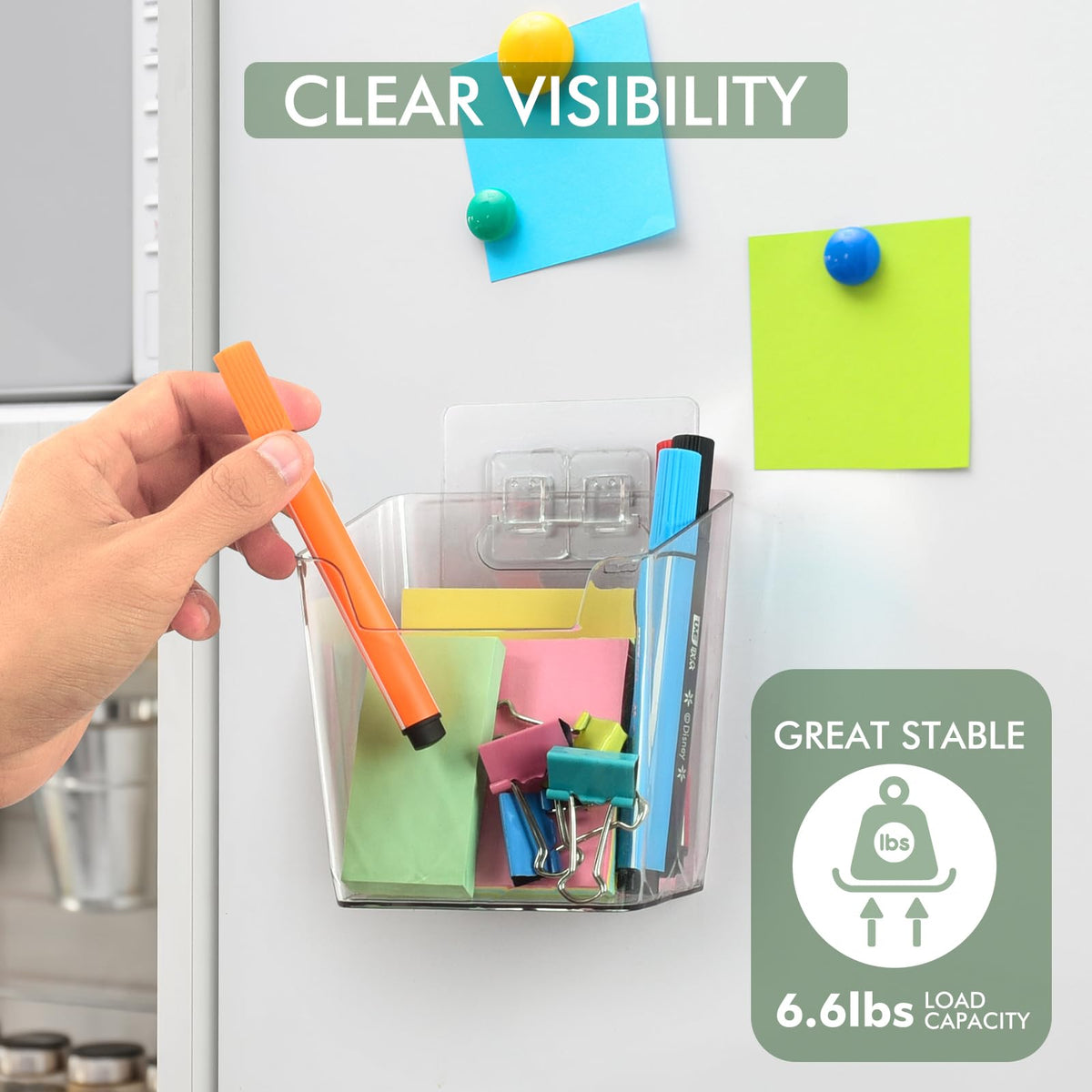 Clear Adhesive Wall Storage Bins 4-Pack Cabinet Door Organizer Cups(Medium)