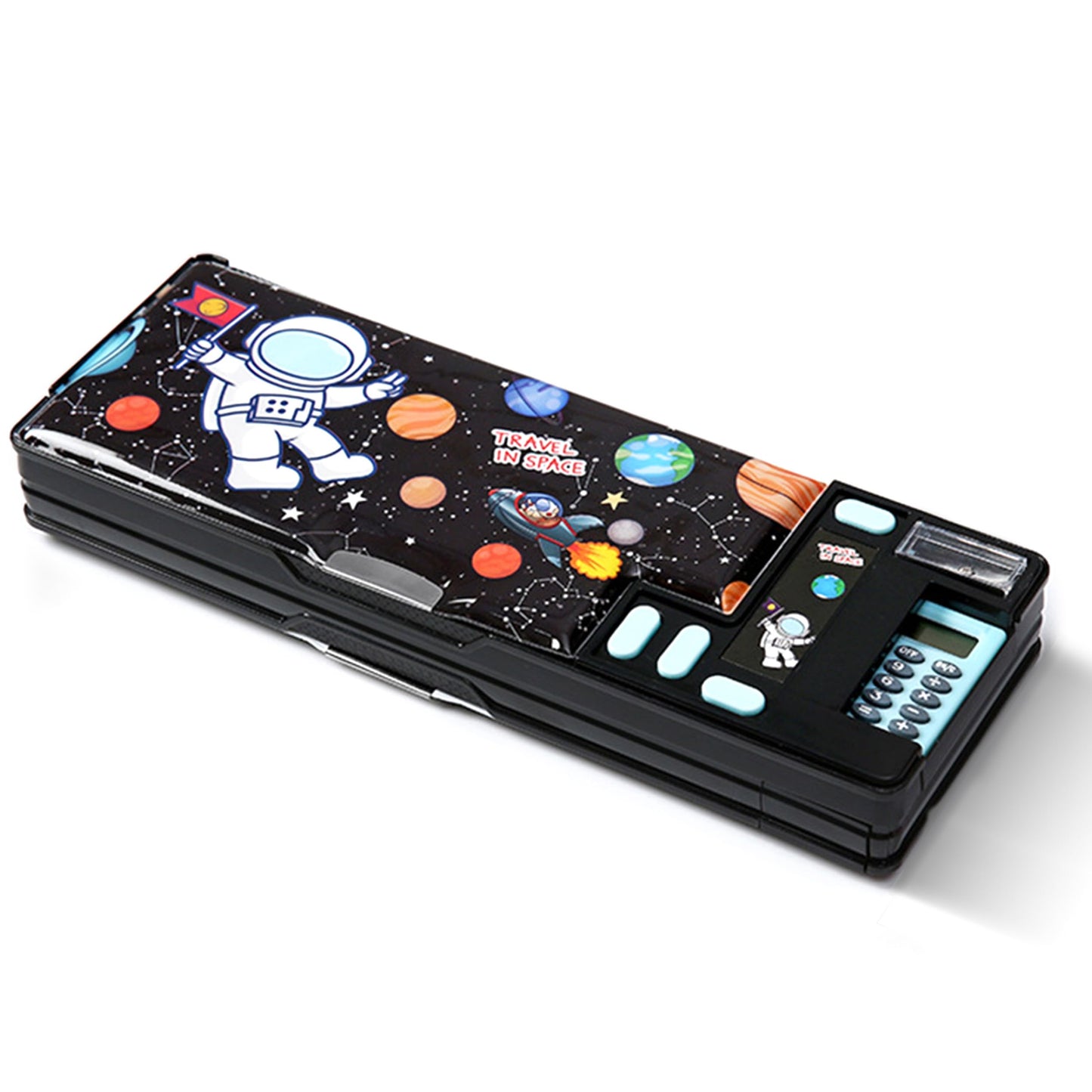 Pop Up Multifunction Pencil Case, Cute Cartoon Pen Box Organizer Stationery with Calculators