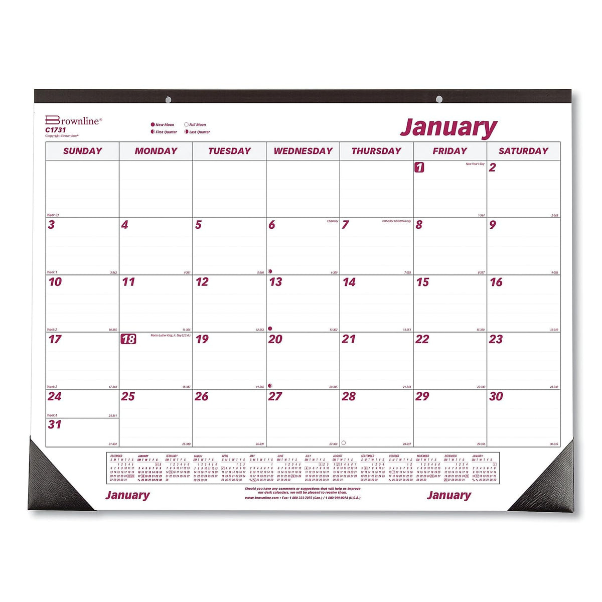 Brownline 2024 Monthly Desk Pad Calendar, 12 Months, January to December, 22" x 17" (C1731-24)