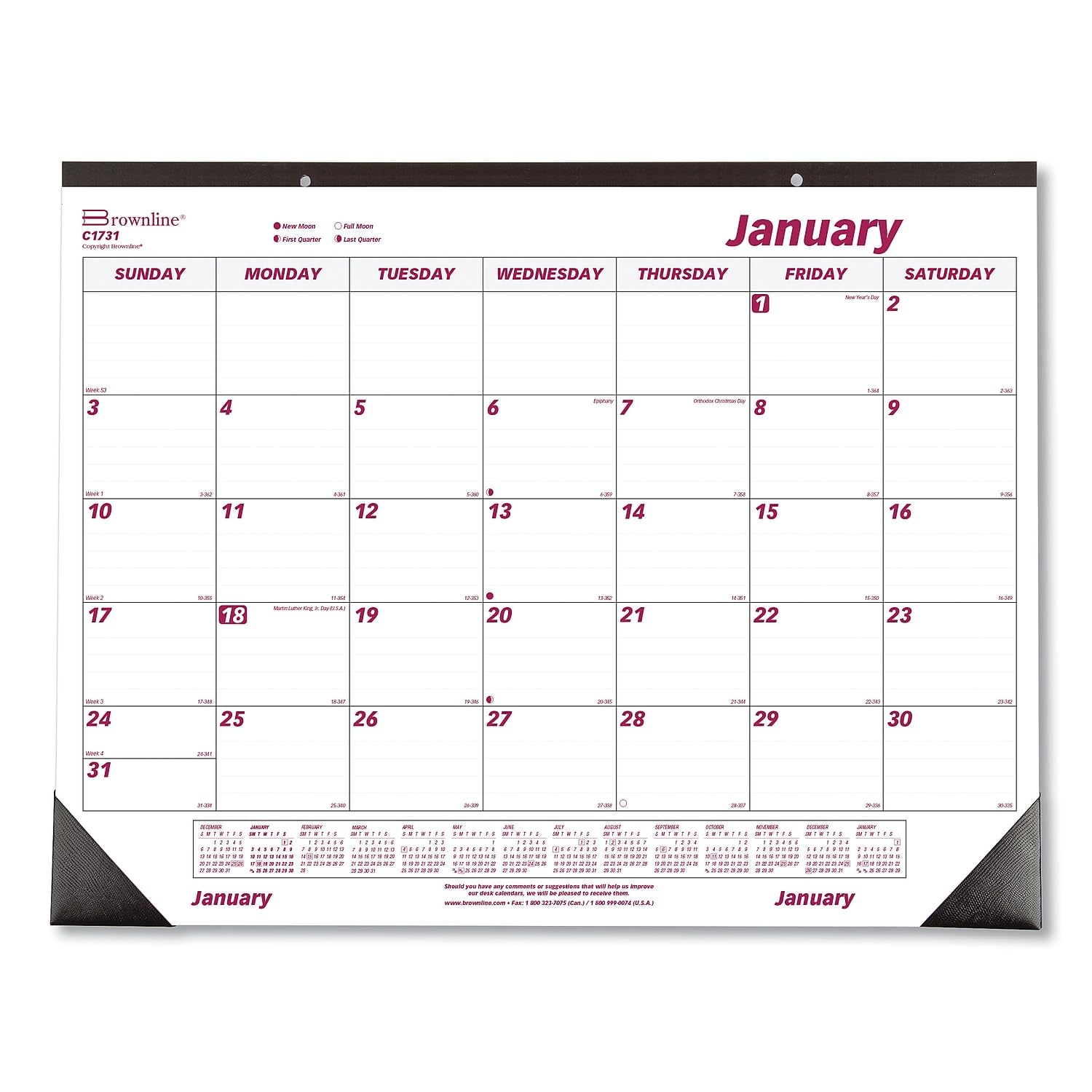 Brownline 2024 Monthly Desk Pad Calendar, 12 Months, January to December, 22" x 17" (C1731-24)