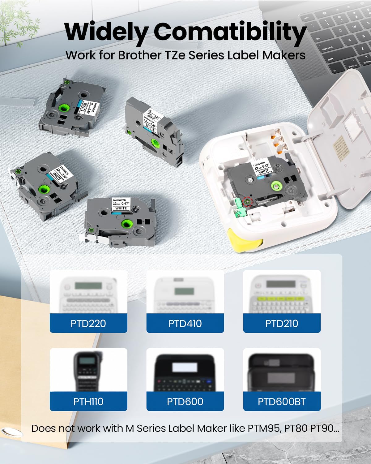 PT-D220 D210 D200 H100 Label Tape TZe-231 TZe231 Compatible with Brother