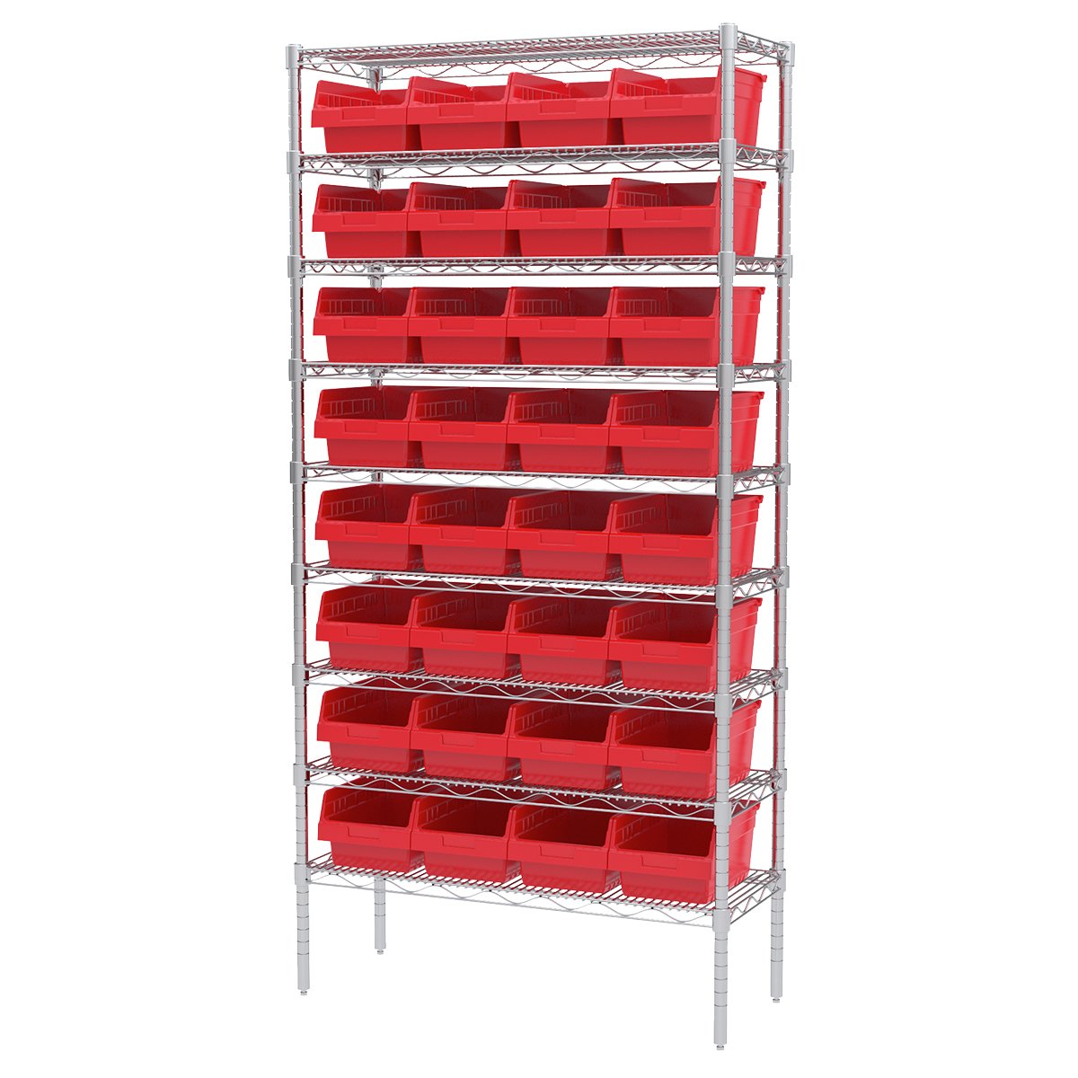 Akro-Mils 30080 Plastic Nesting ShelfMax Storage Bin Box, 12x8x6-Inch, Red (8-Pack)