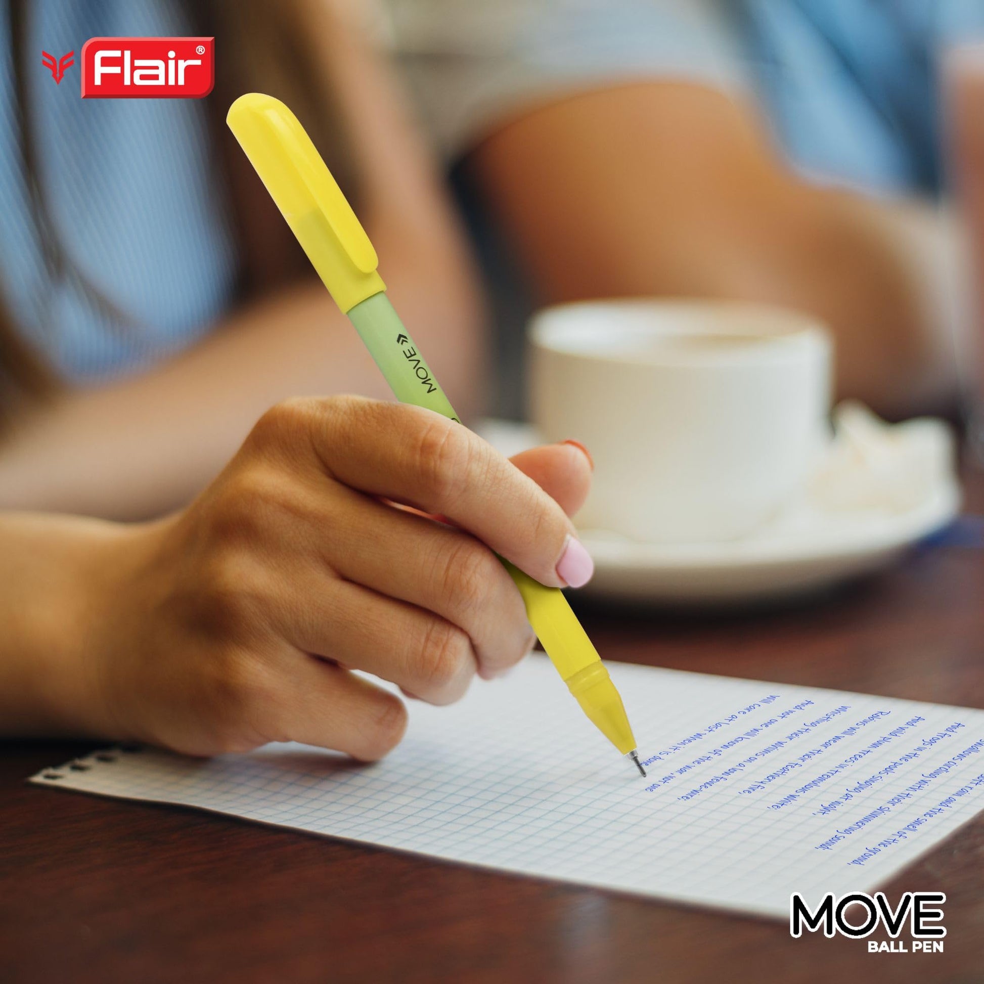 FLAIR Move Fine Tip Ball Pen | Minimalistic & Aesthetic Matt Finish Pastel Body Colors | Effortless