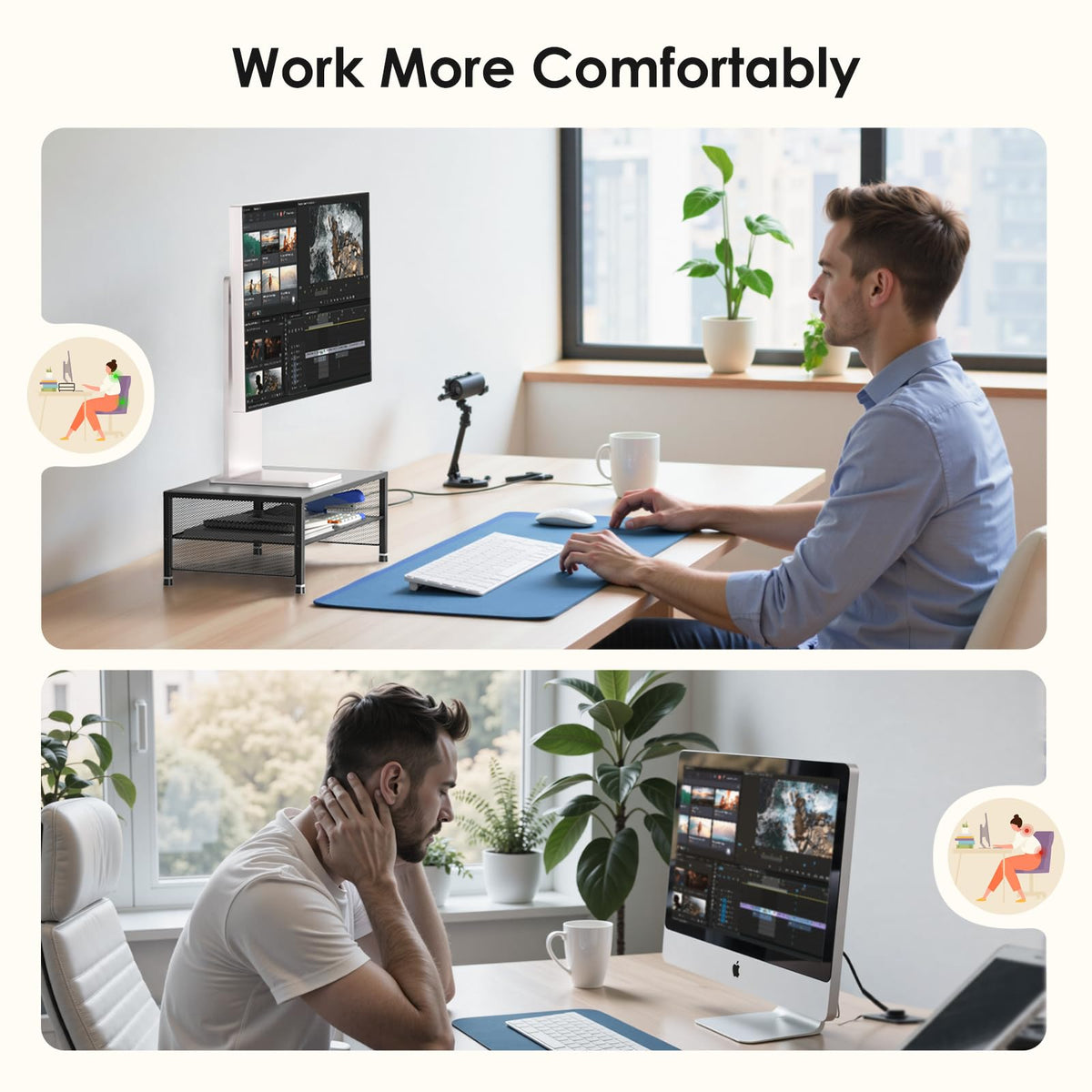 ECOLOVI 2-Tier Computer Monitor Stand Riser, Printer & Laptop Stand, Office Desk Accessories