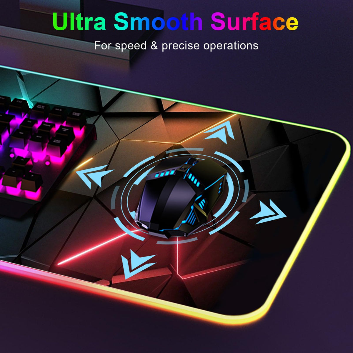 RGB Mouse Pad, Gaming Mousepad with 13 LED Light Modes