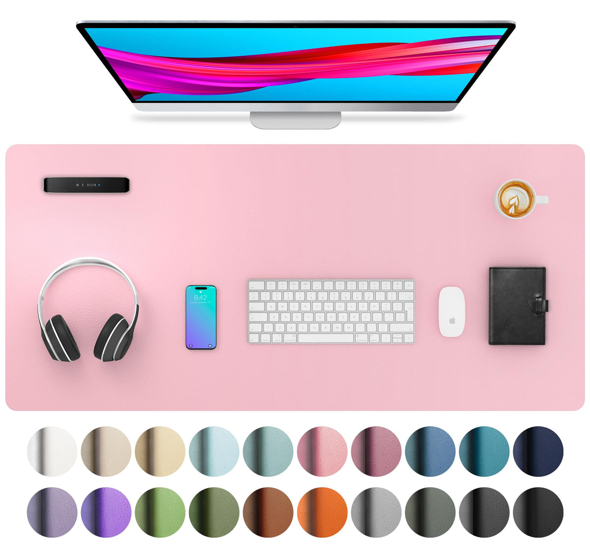 Aothia Leather Desk Pad Protector, Mouse Pad, Office Desk Mat, Non-Slip PU Leather Desk Blotter
