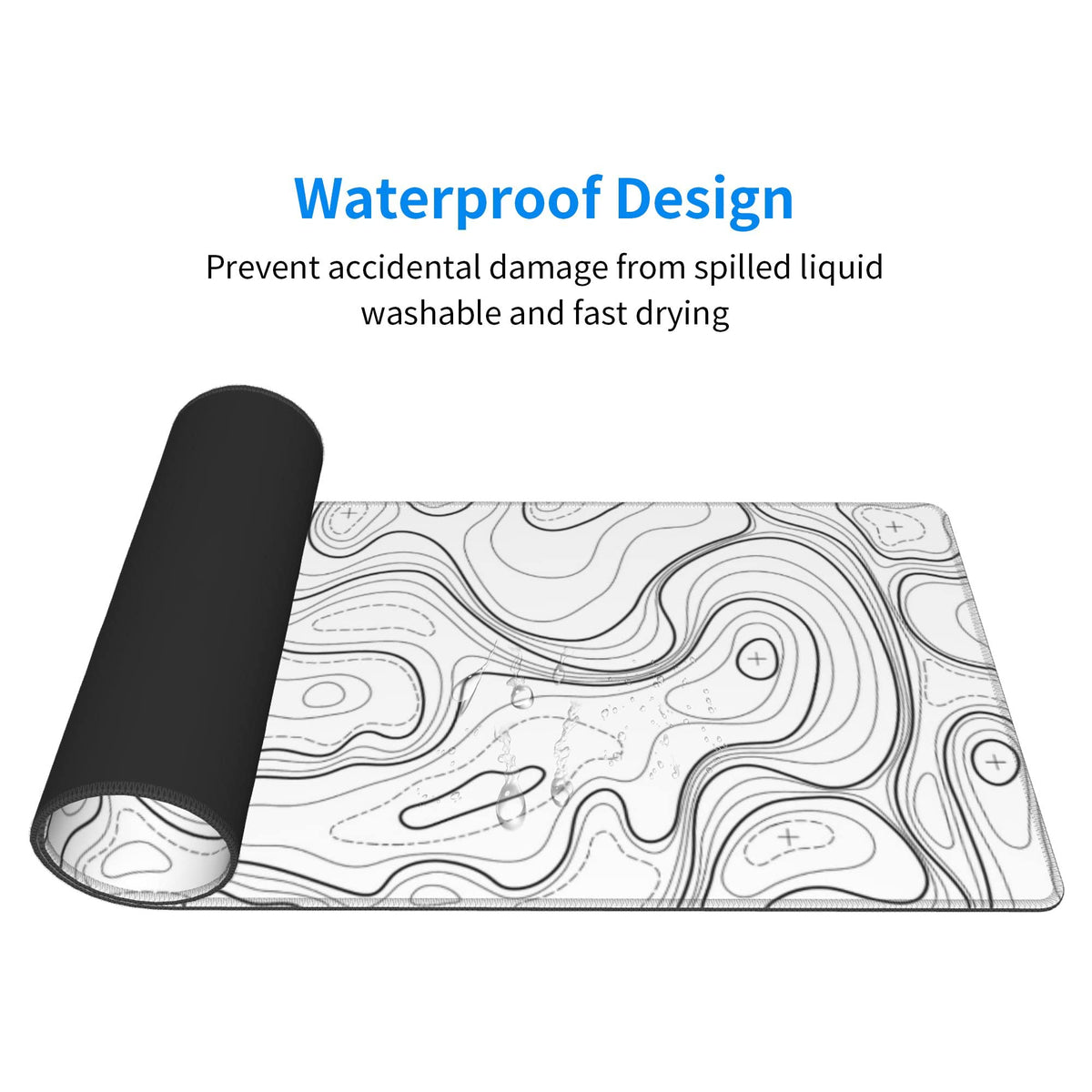 BEYIMEN Gaming Mouse Pad, White Topographic Pattern, 31.5 X 11.8 Inch