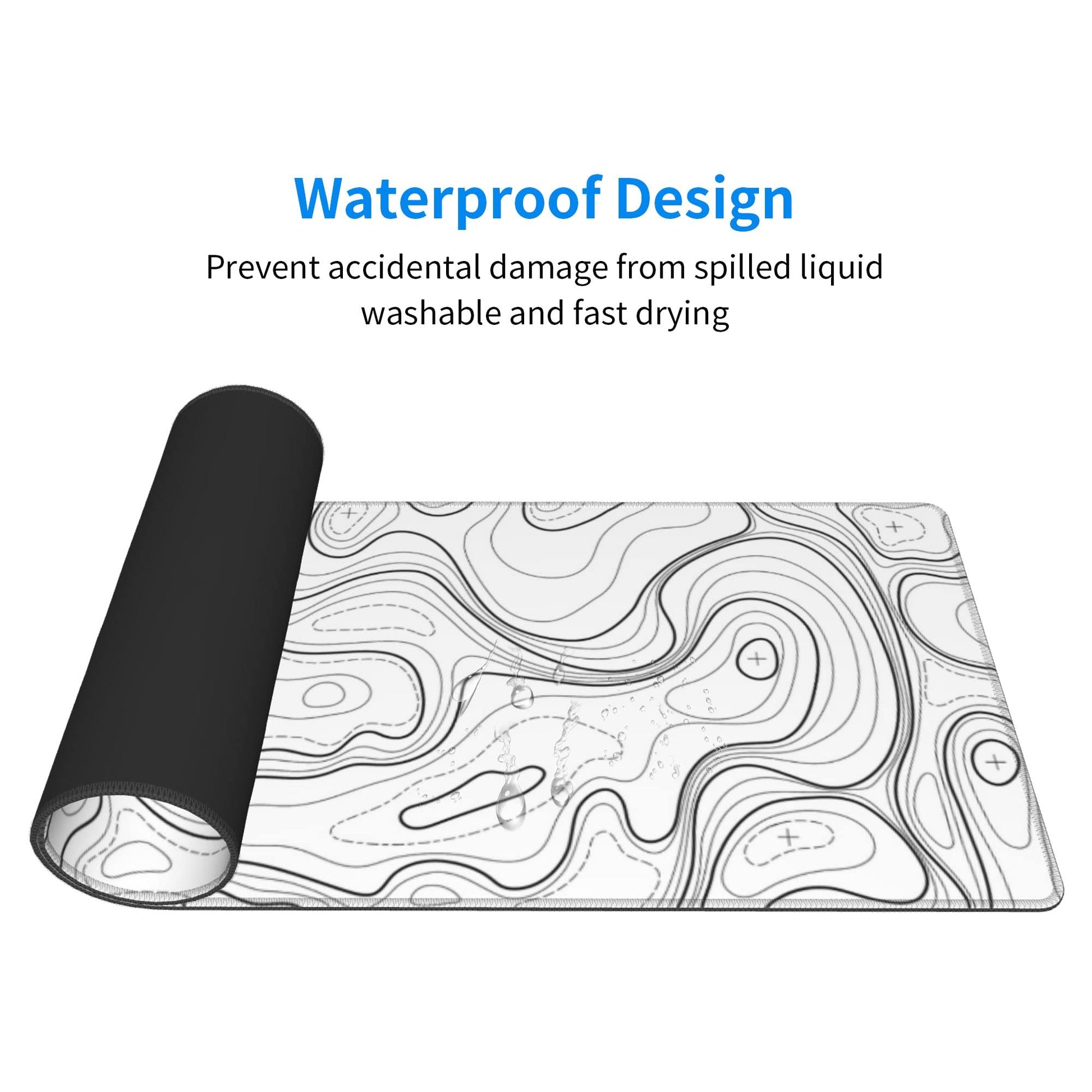 BEYIMEN Gaming Mouse Pad, White Topographic Pattern, 31.5 X 11.8 Inch